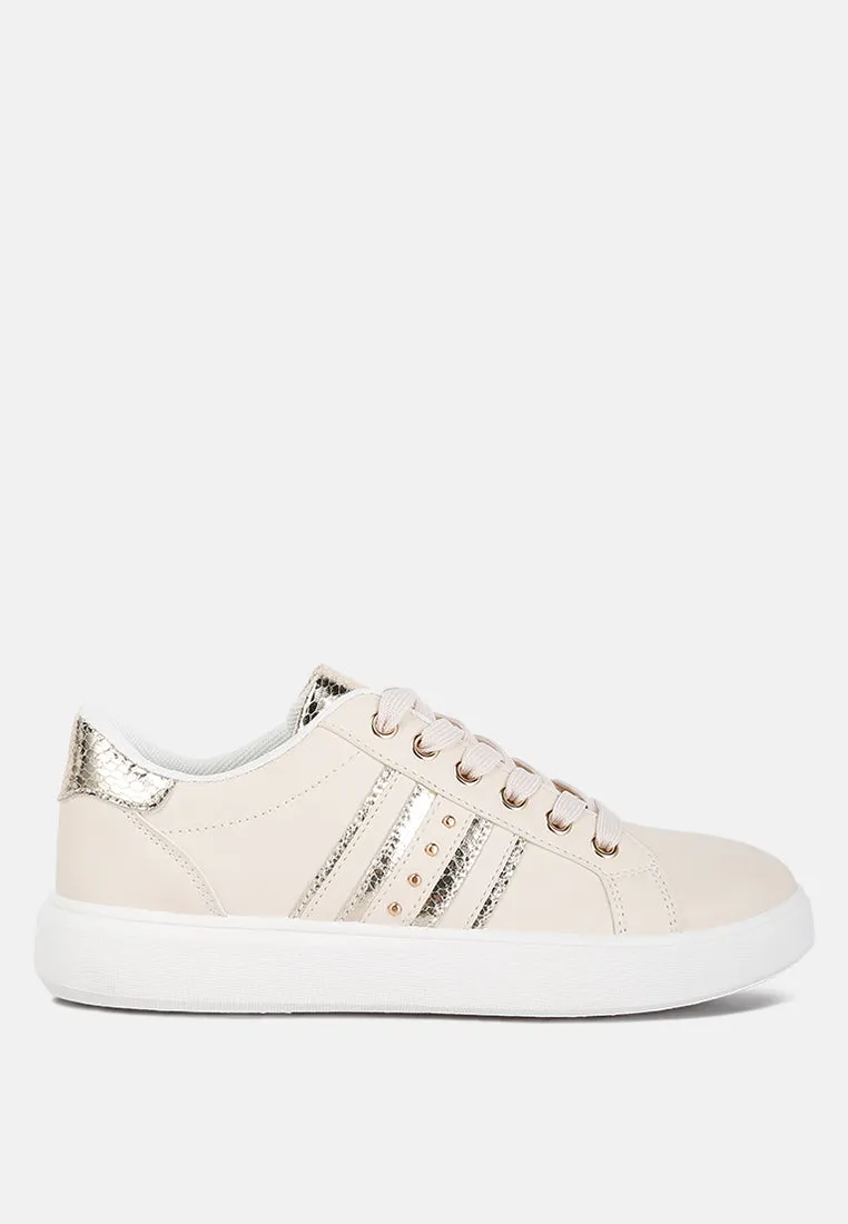 claude faux leather back panel detail sneakers