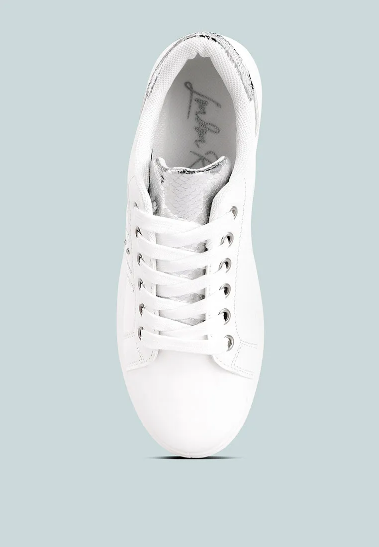 claude faux leather back panel detail sneakers