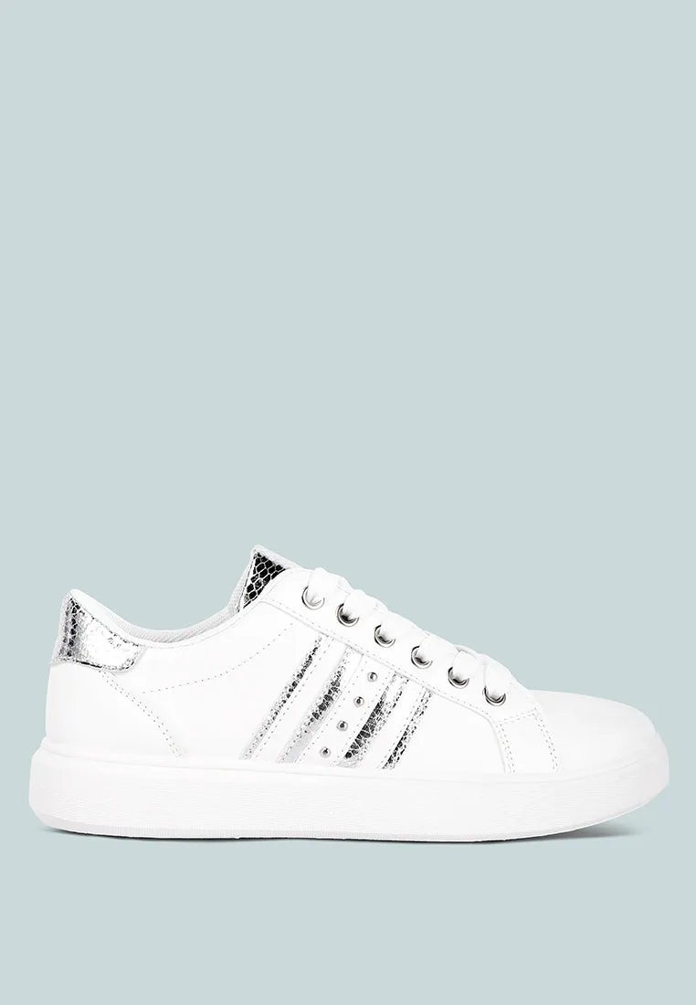 claude faux leather back panel detail sneakers