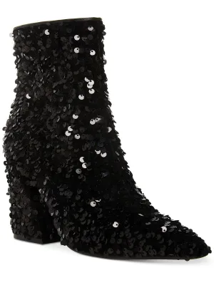 Cody Womens Sequined Pointed Toe Mid-Calf Boots