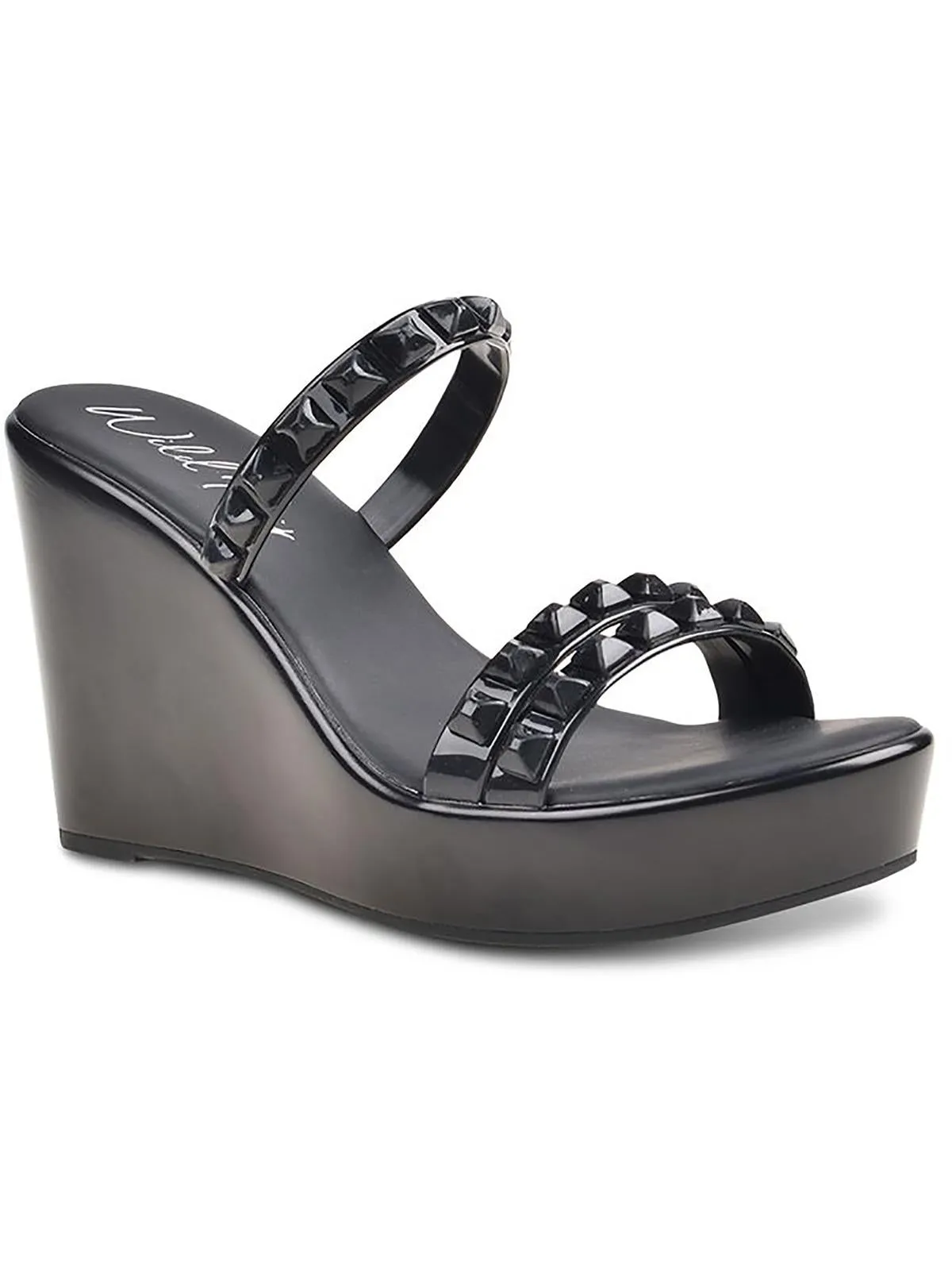 Cortezz Womens Studded Open Toe Wedge Sandals