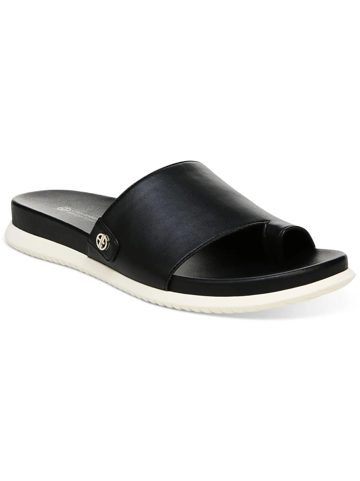 Cristeena Womens Faux Leather Embellished Slide Sandals