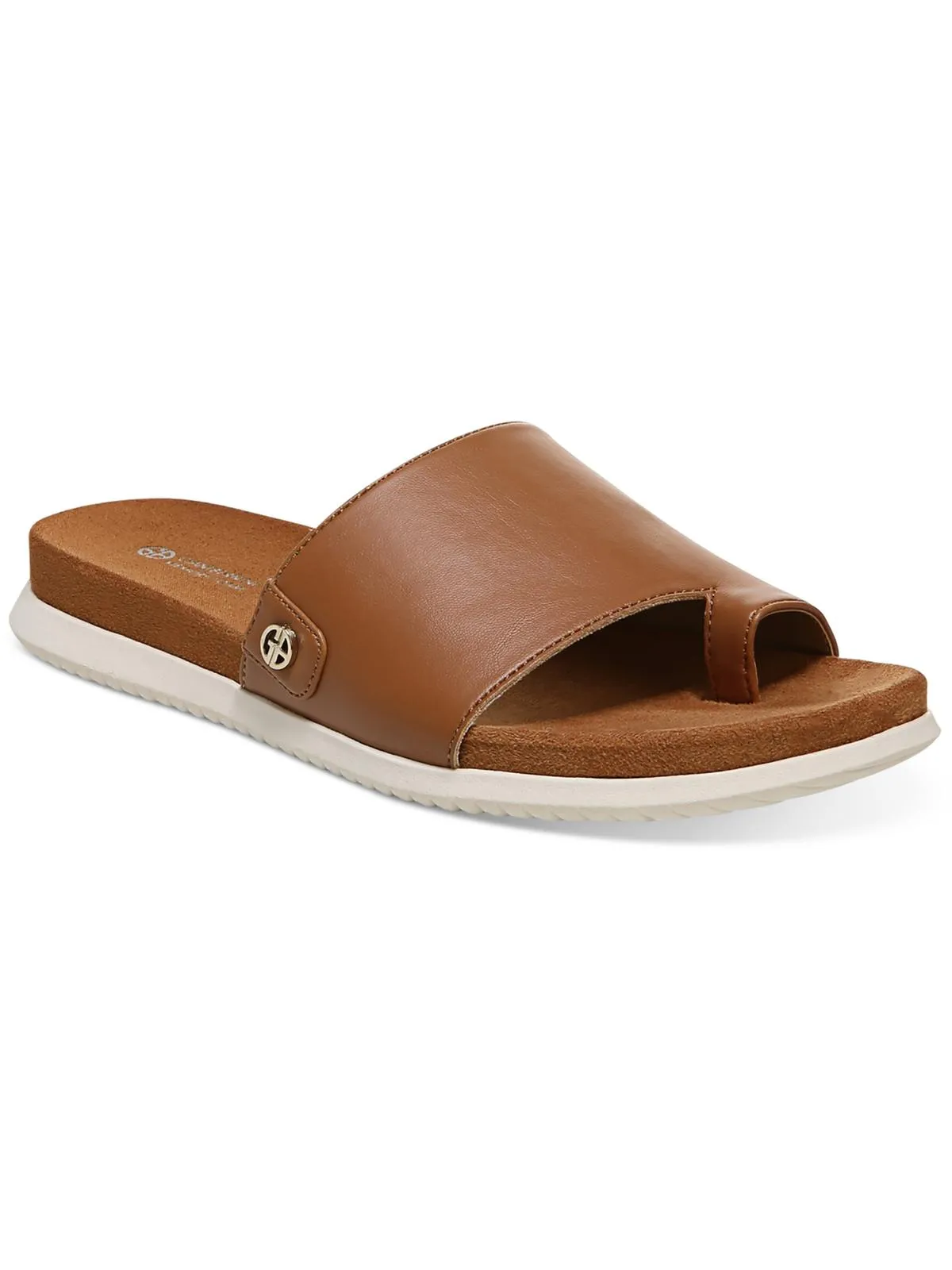 Cristeena Womens Faux Leather Embellished Slide Sandals