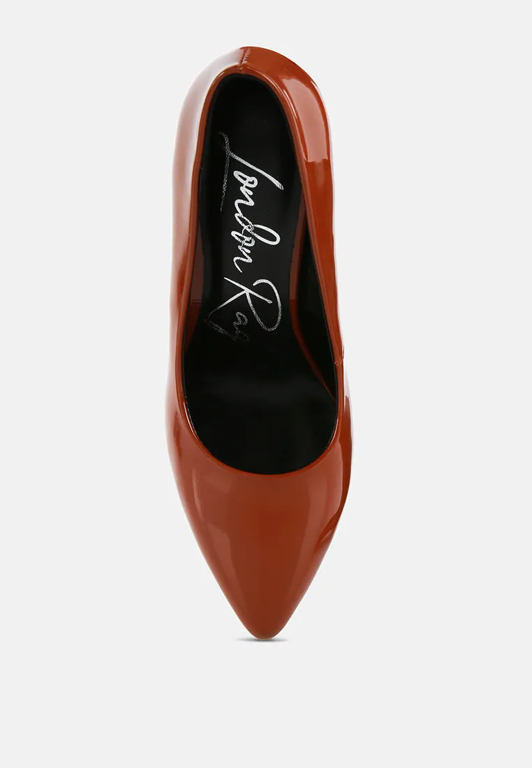 cuddles patent pu high heeled pumps