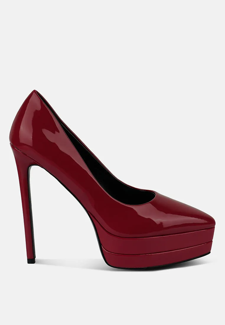 cuddles patent pu high heeled pumps