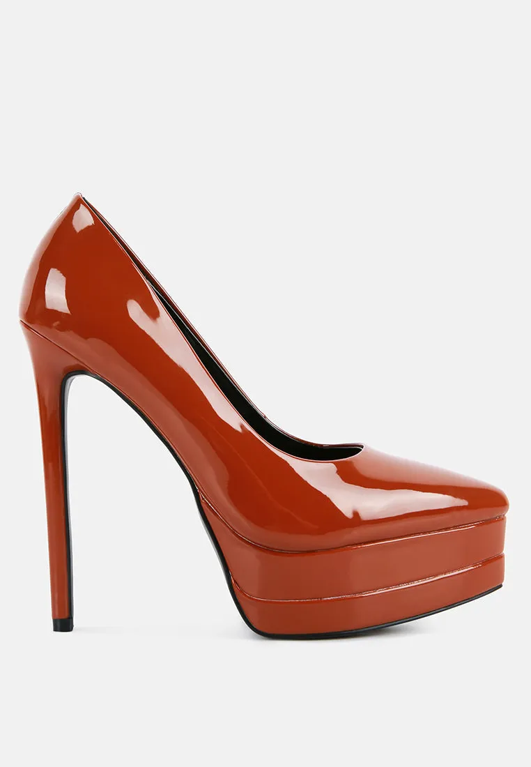 cuddles patent pu high heeled pumps