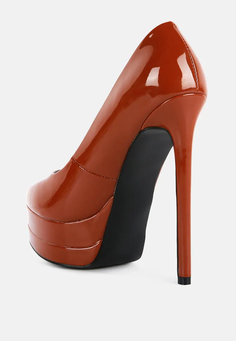 cuddles patent pu high heeled pumps