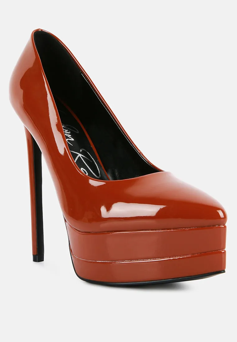 cuddles patent pu high heeled pumps