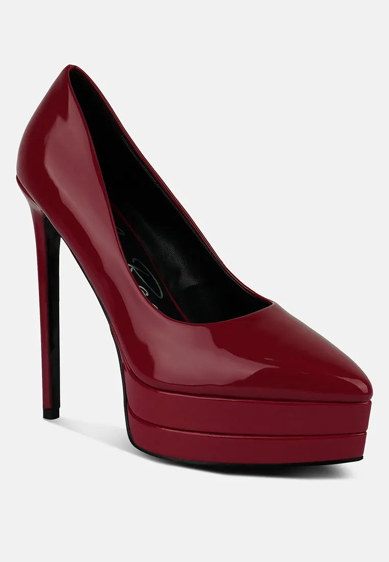 cuddles patent pu high heeled pumps