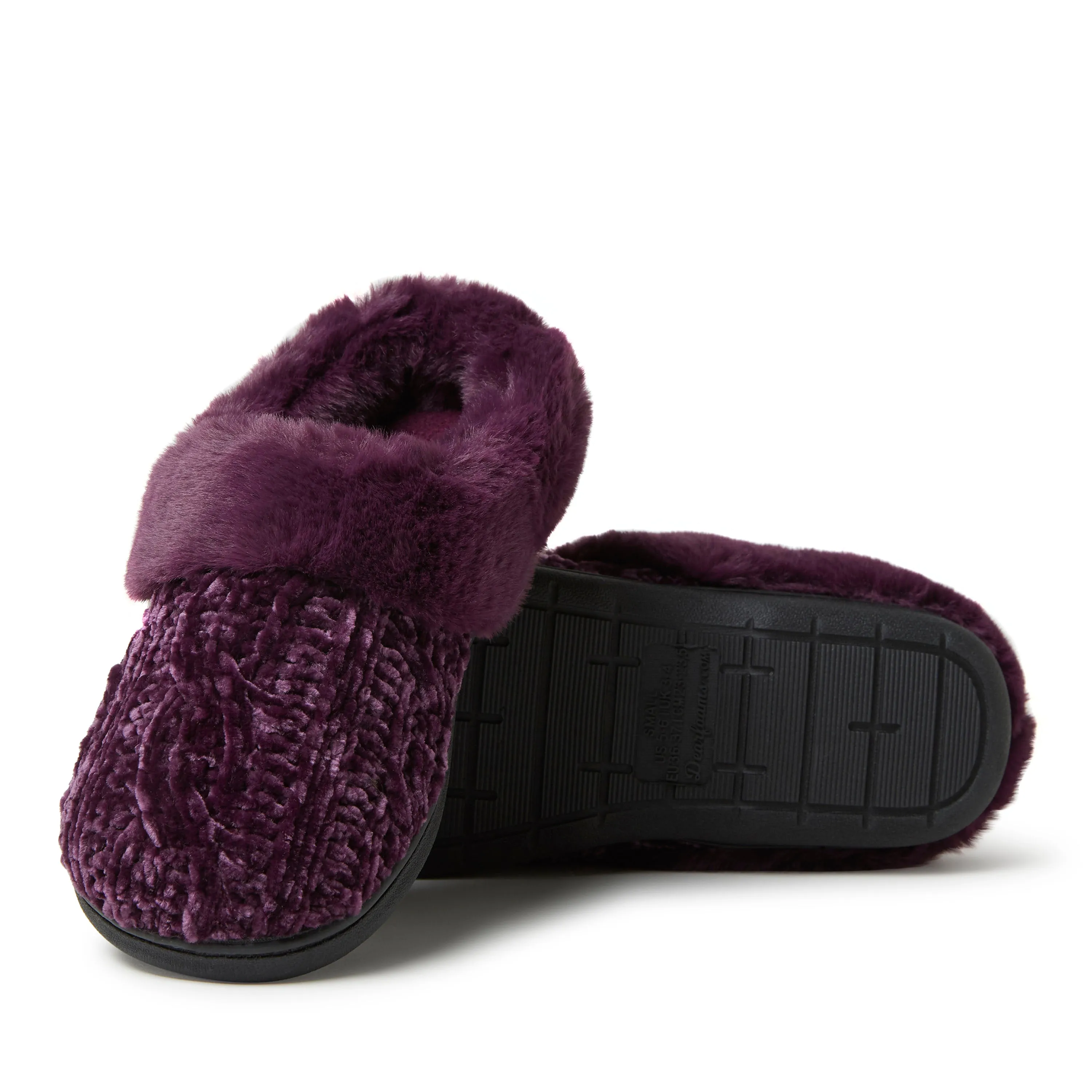 Dearfoams Womens Claire Cable Knit Chenille Clog Slipper