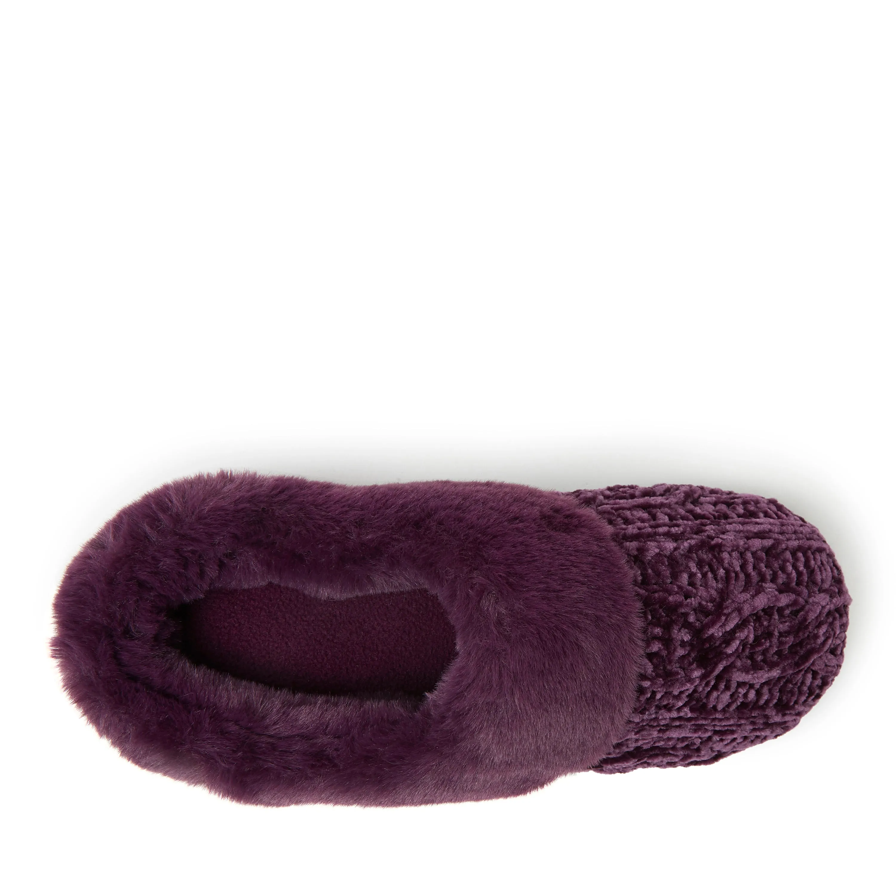 Dearfoams Womens Claire Cable Knit Chenille Clog Slipper