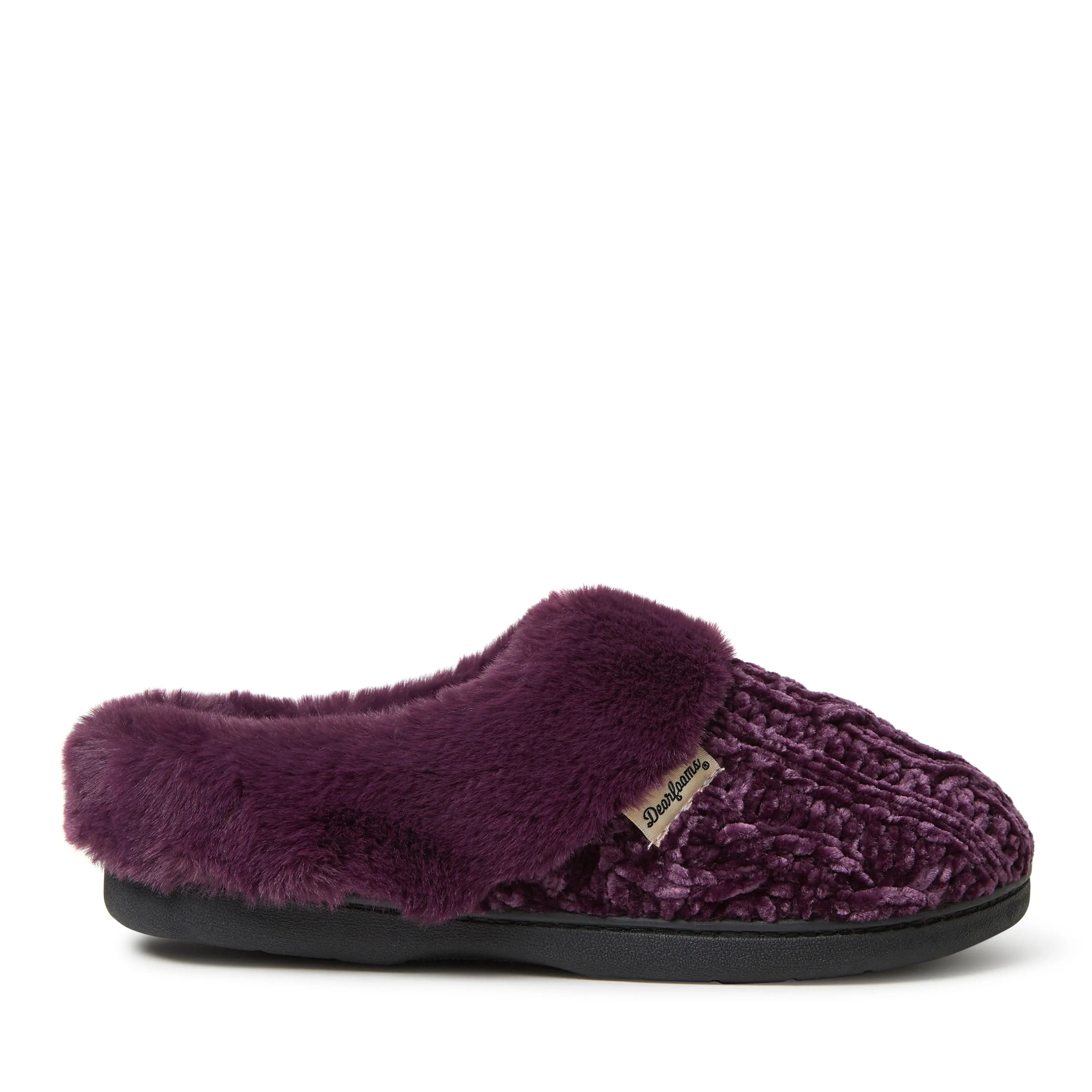 Dearfoams Womens Claire Cable Knit Chenille Clog Slipper