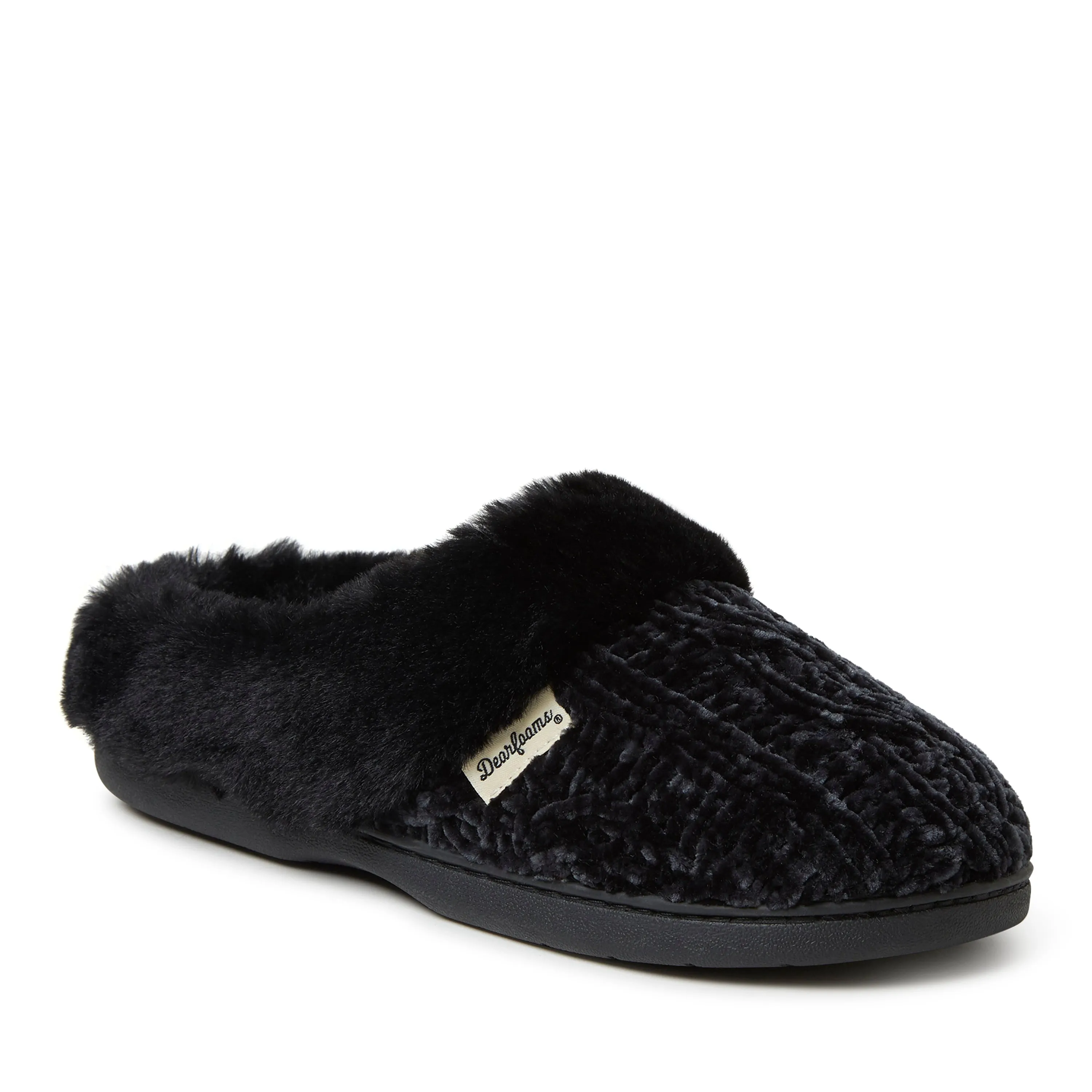 Dearfoams Womens Claire Cable Knit Chenille Clog Slipper