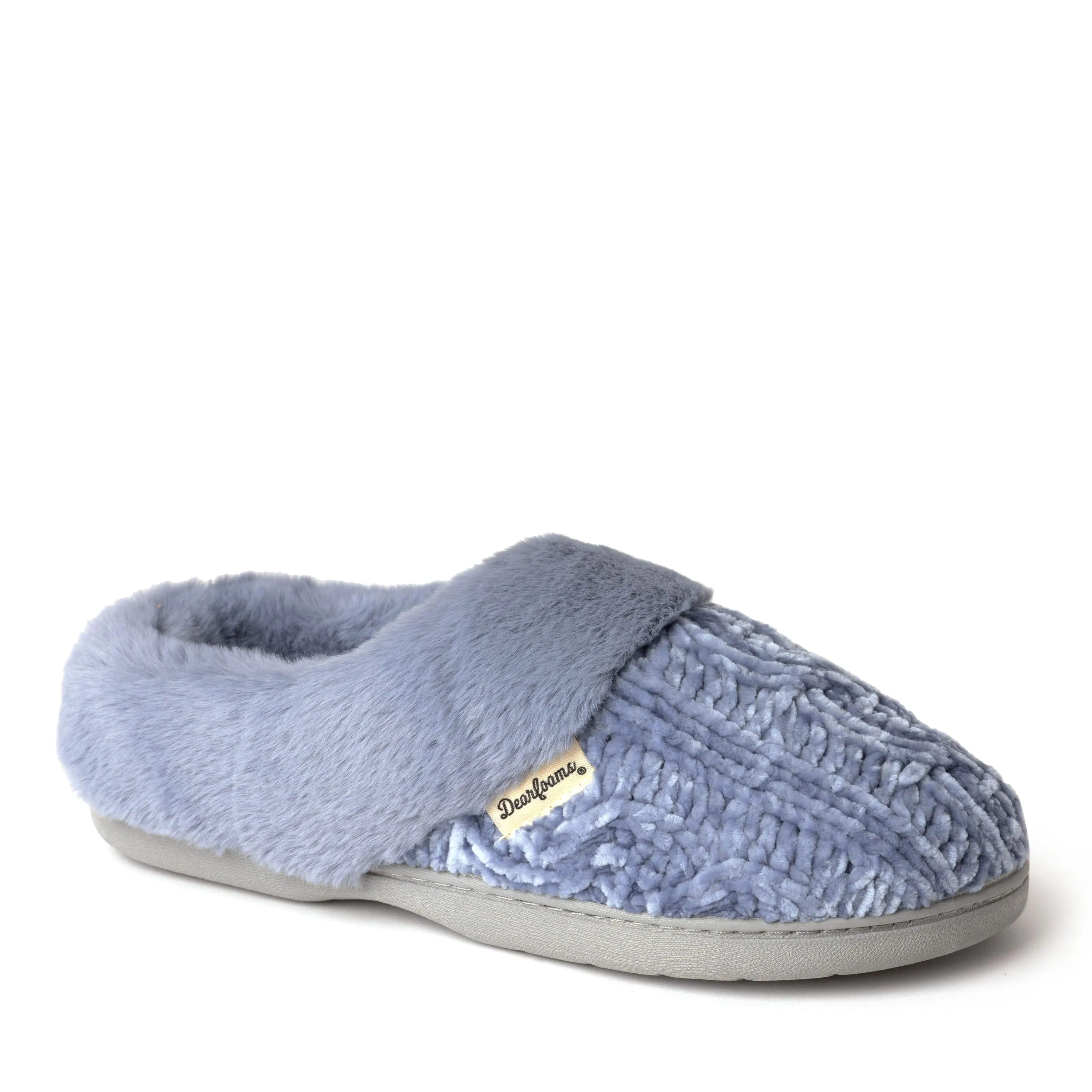 Dearfoams Womens Claire Cable Knit Chenille Clog Slipper