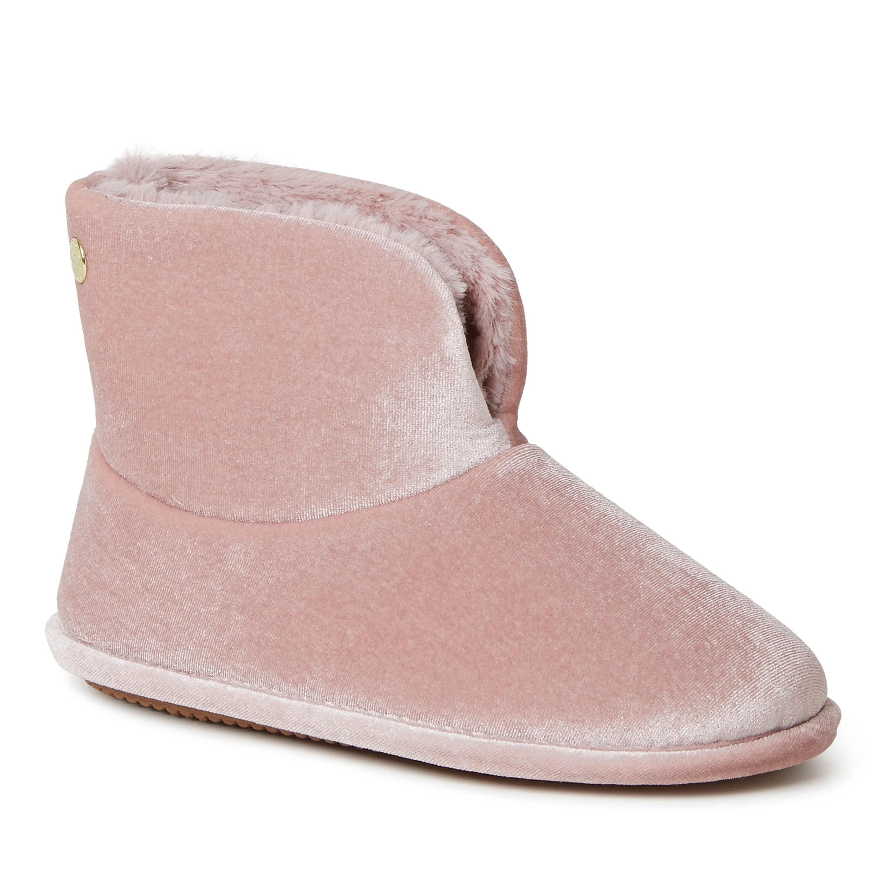 Dearfoams Women's Sara Shiny Velour Bootie Slippers