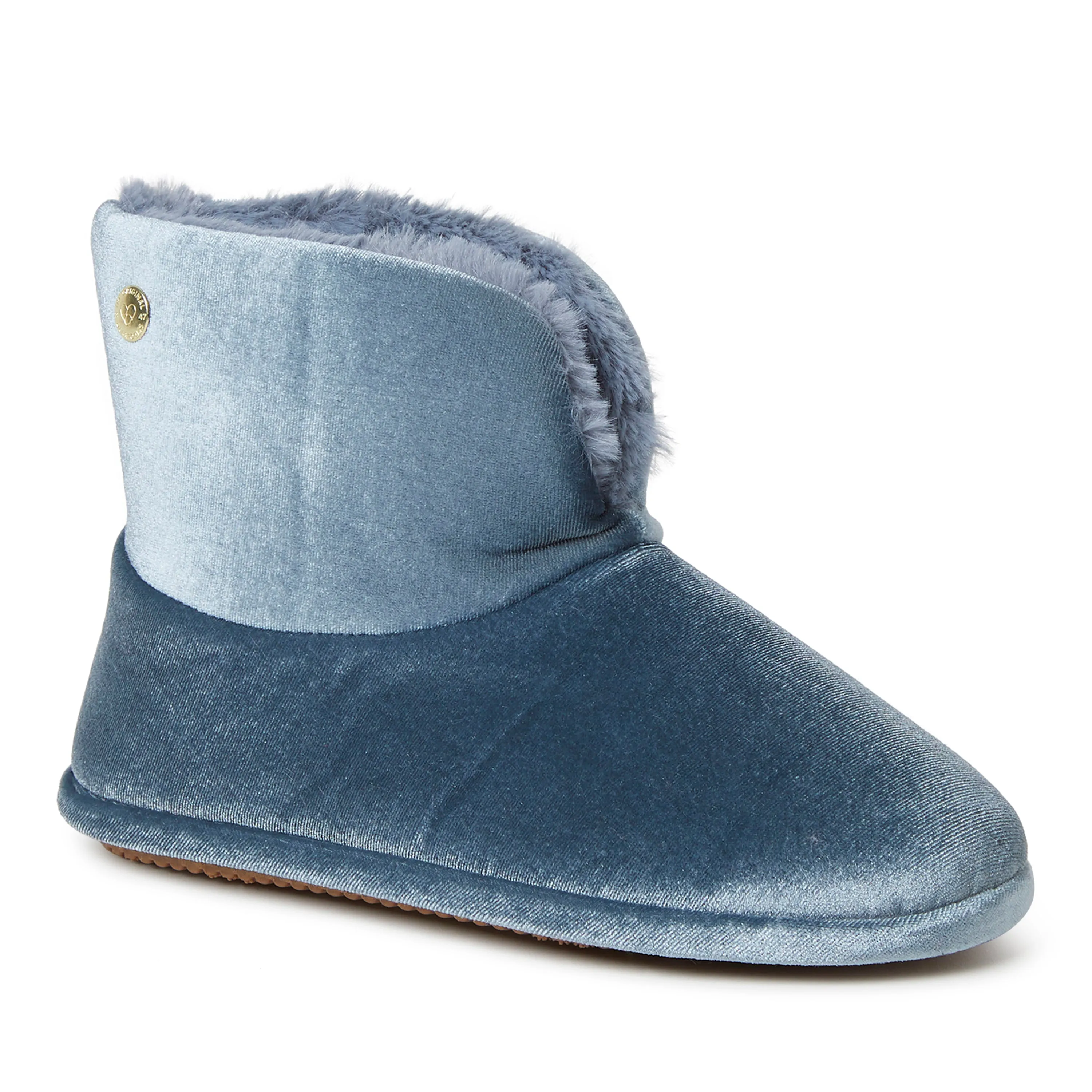 Dearfoams Women's Sara Shiny Velour Bootie Slippers
