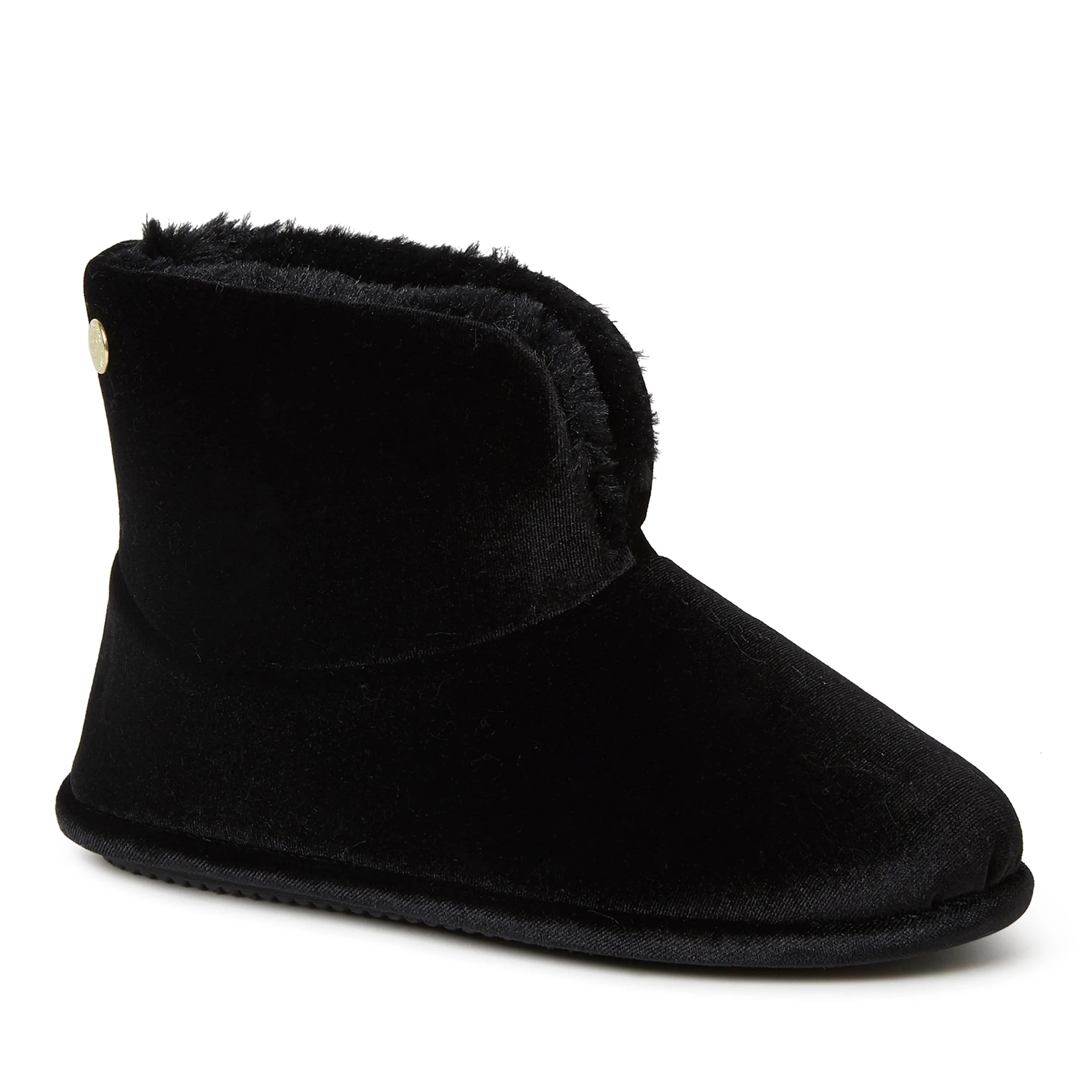 Dearfoams Women's Sara Shiny Velour Bootie Slippers