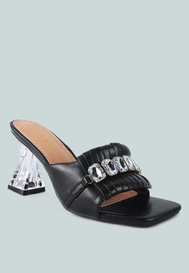 deeba clear heel jewel sandals
