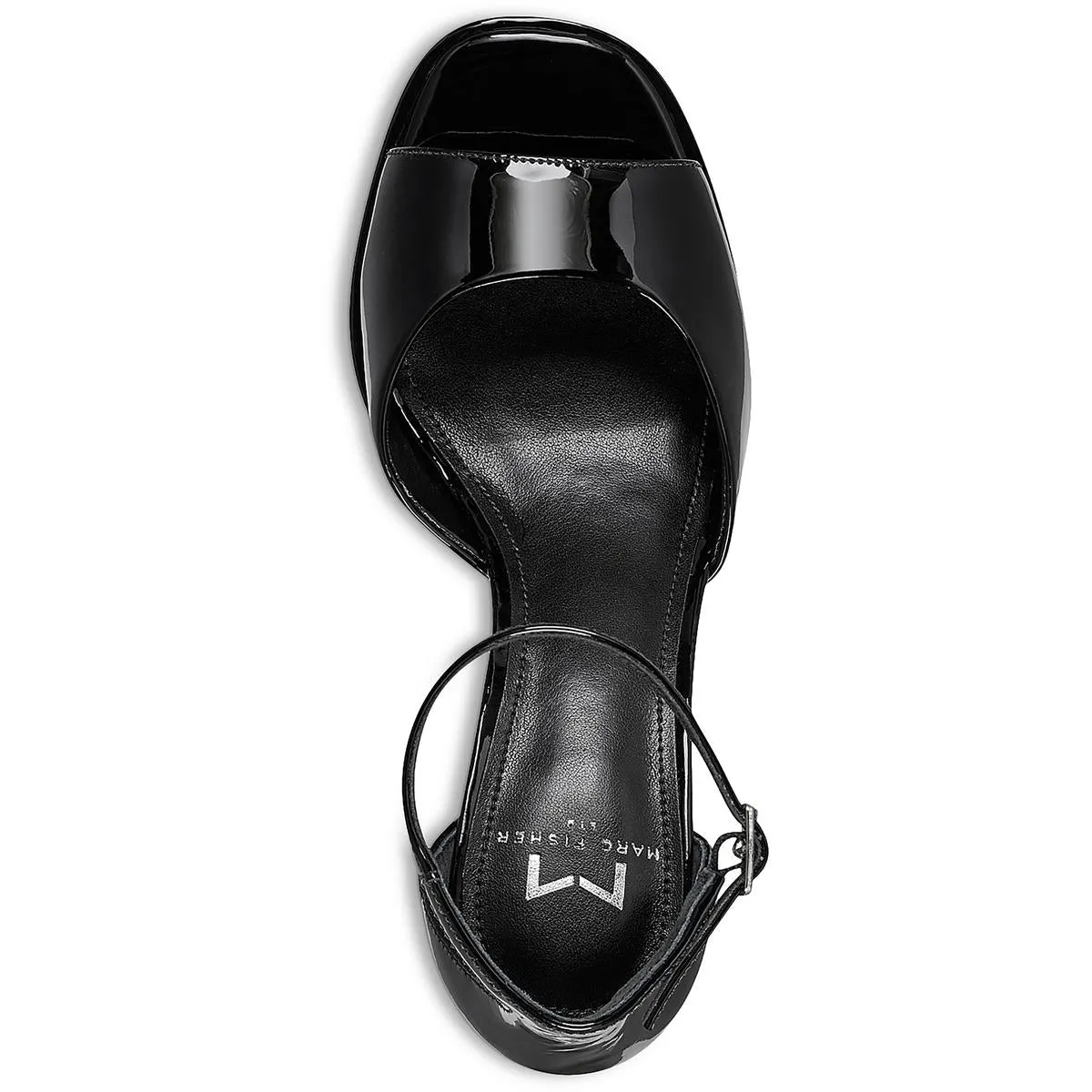 Della Womens Patent Leather Peep-Toe Platform Sandals