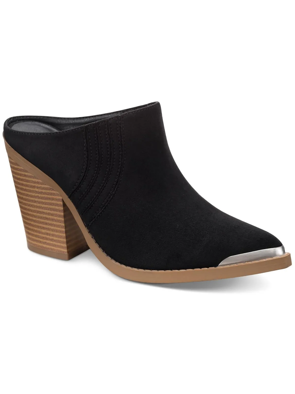 Deyzaa Womens Metallic Pointed Toe Mules