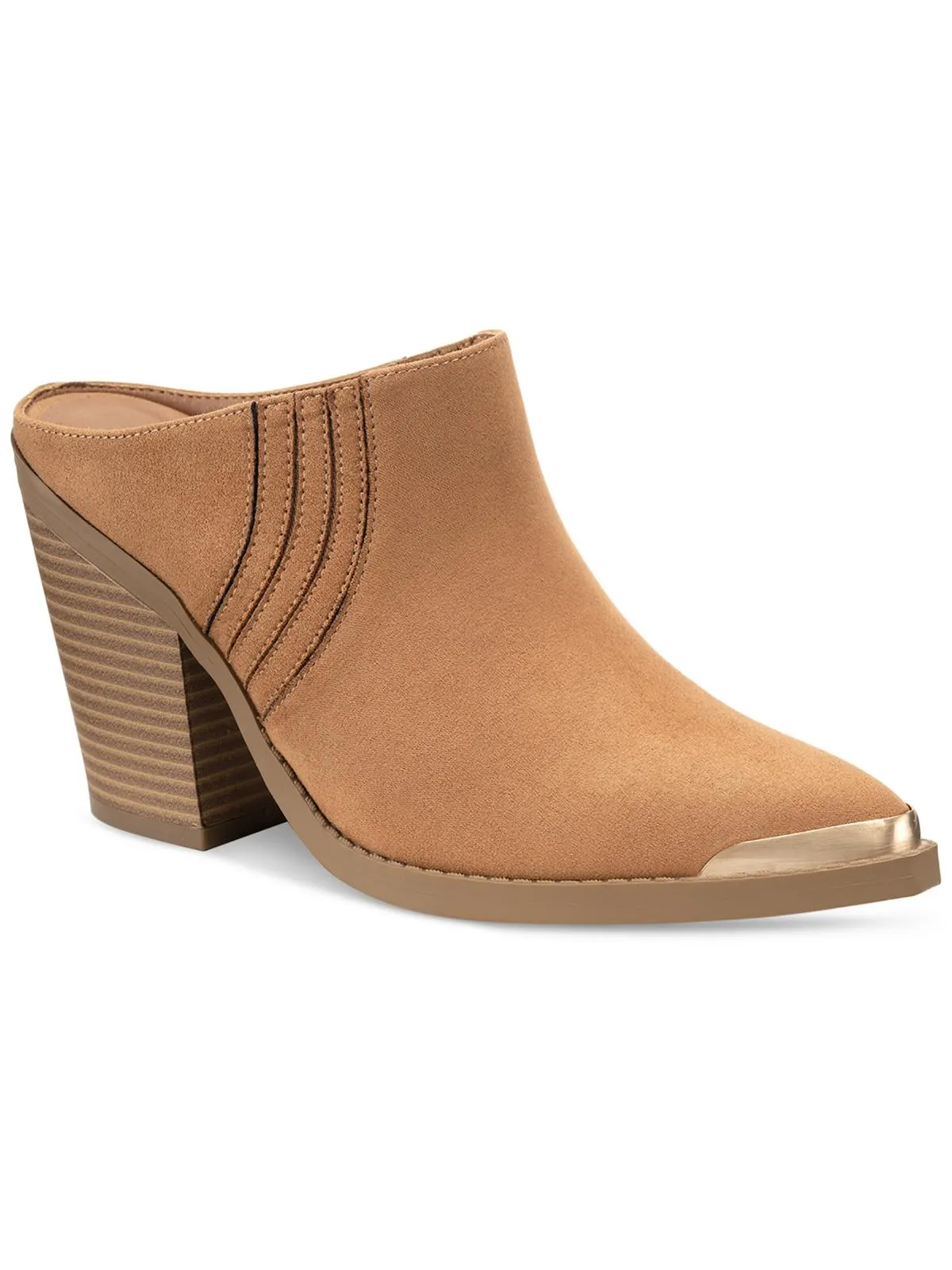 Deyzaa Womens Metallic Pointed Toe Mules