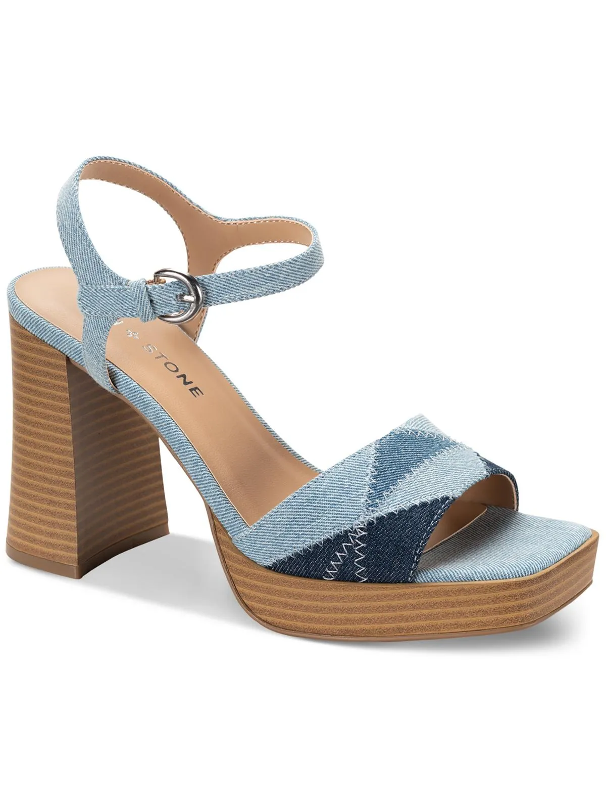 Diannaa Womens Square Open Toe Ankle Strap Block Heel