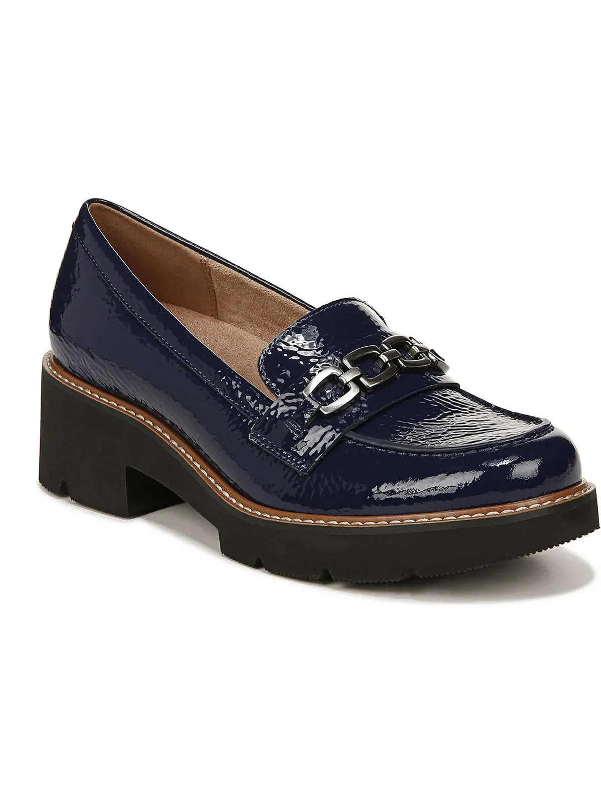 Diedre Womens Patent Leather Textured Loafers