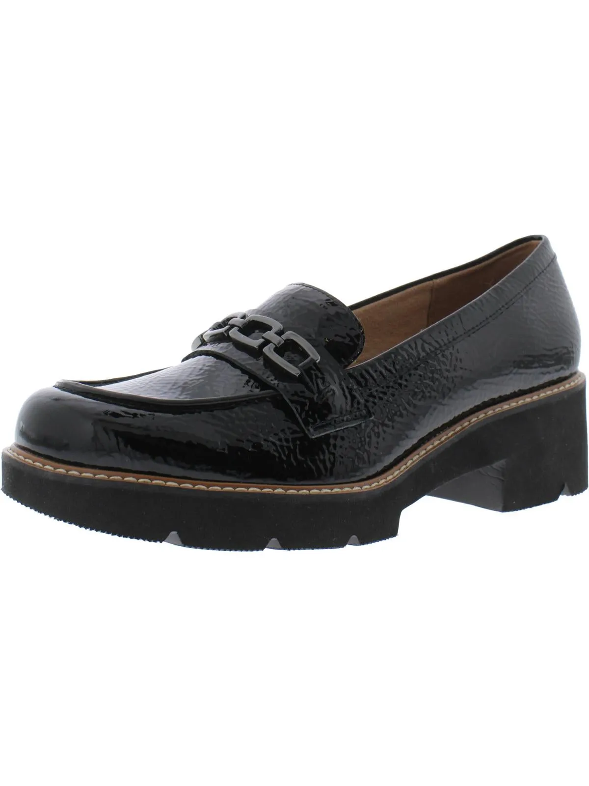 Diedre Womens Patent Leather Textured Loafers