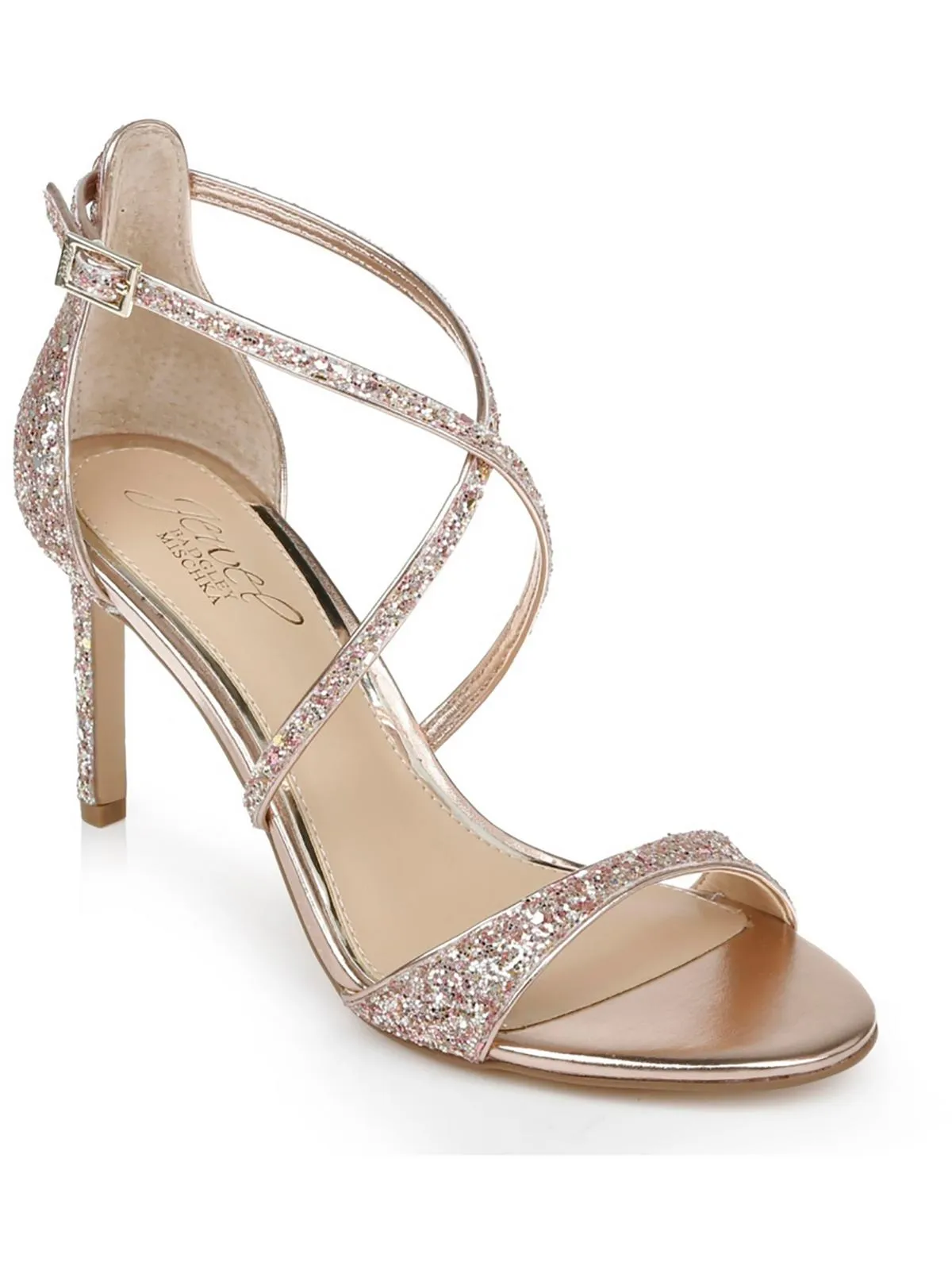 DIMITRA Womens Glitter Ankle Strap Pumps