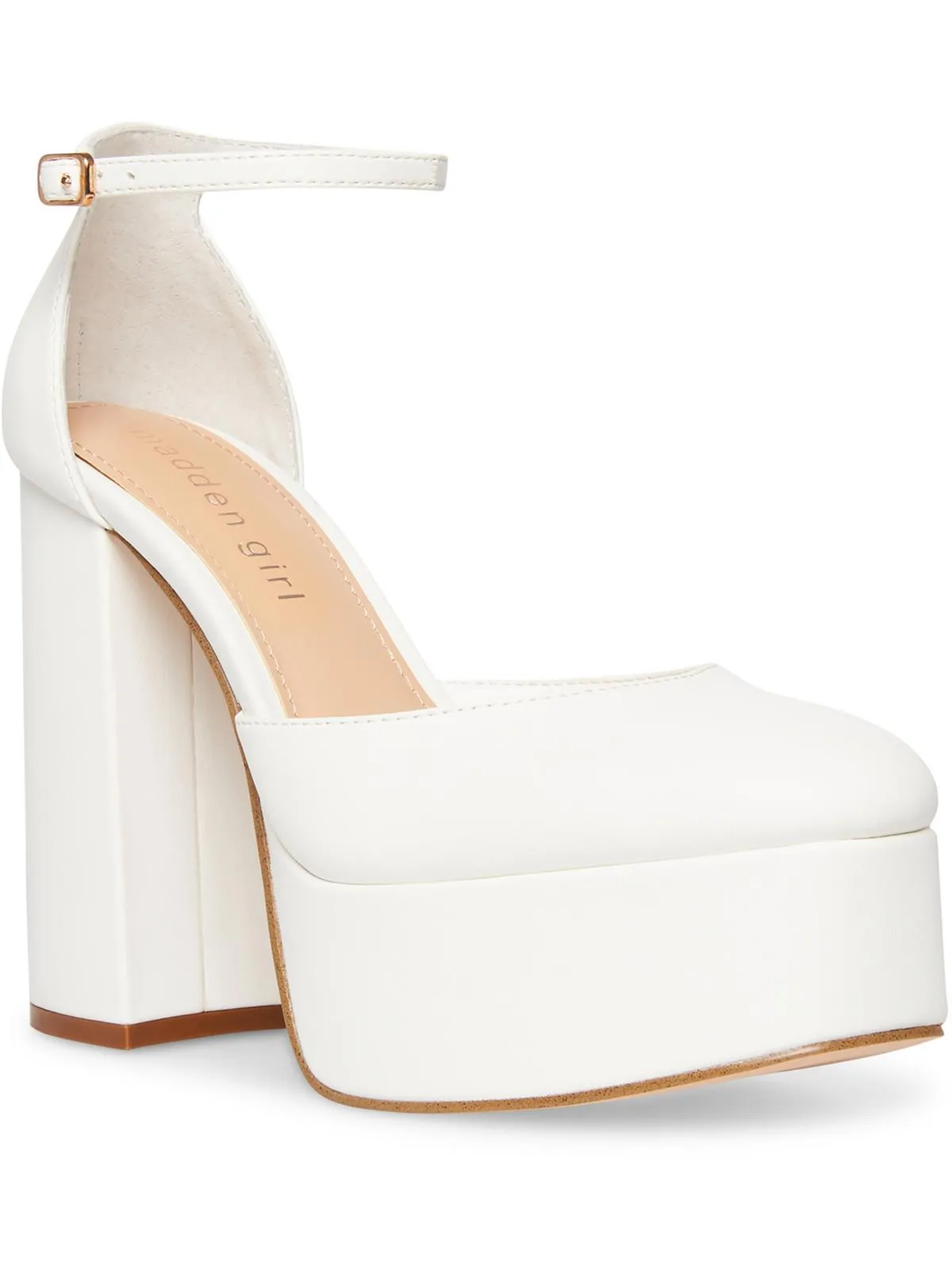 Dion Womens Round Toe Ankle Strap Platform Heels