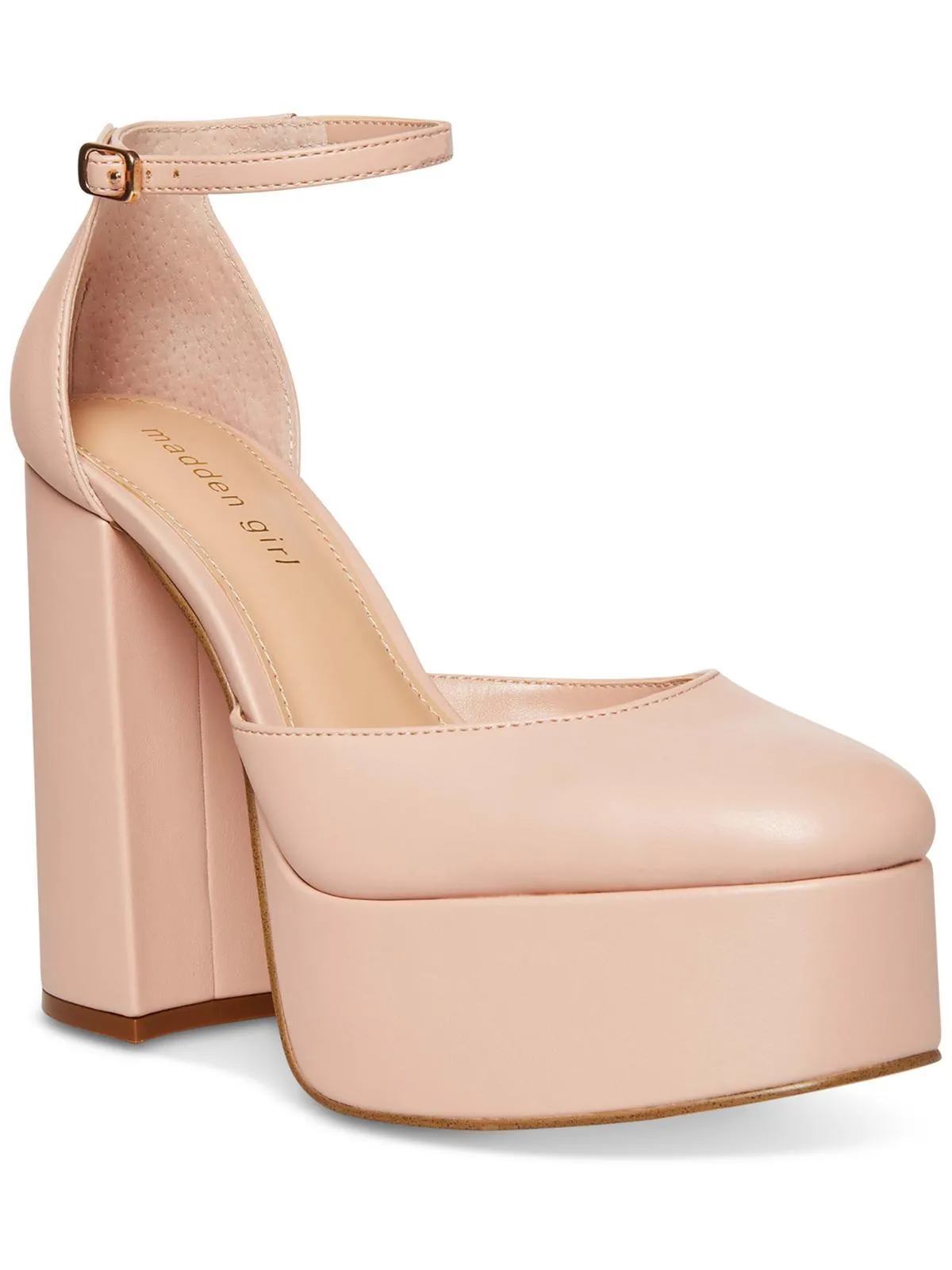 Dion Womens Round Toe Ankle Strap Platform Heels
