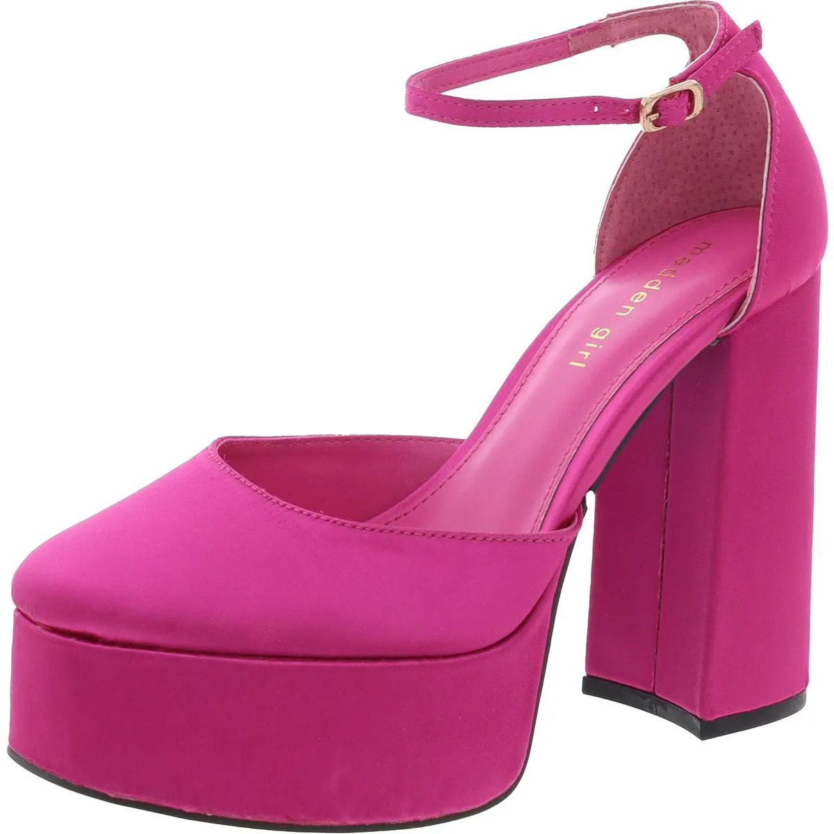 Dion Womens Round Toe Ankle Strap Platform Heels