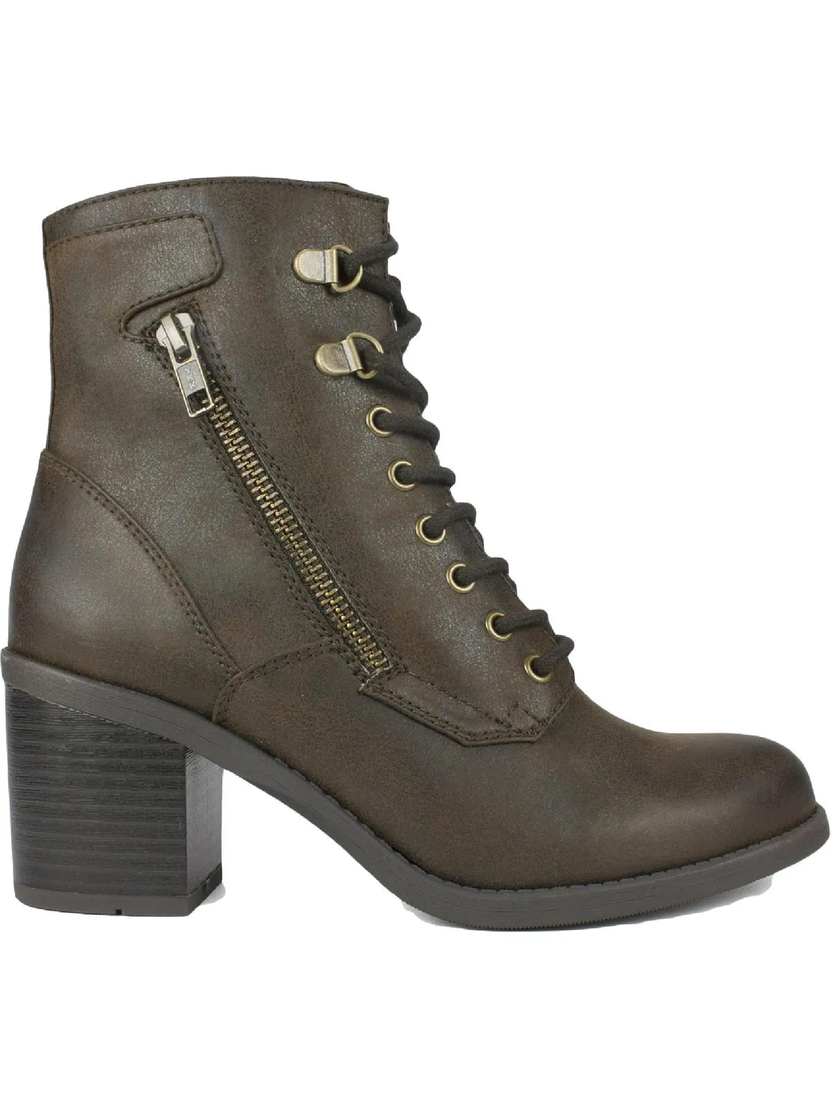 Dorian Womens Faux Leather Block Heel Ankle Boots