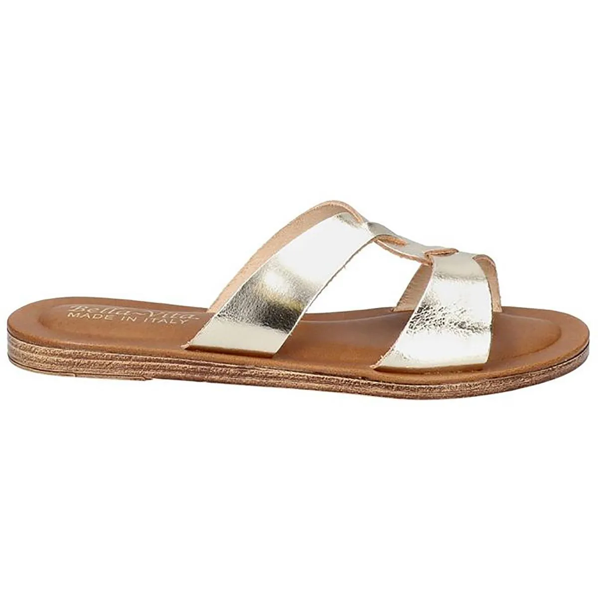 Dov-Italy Womens Leather Slip-On Slide Sandals