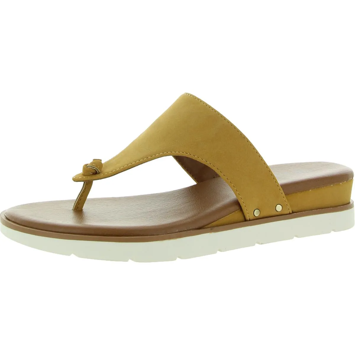 Emma Womens Faux Leather Thong Flat Sandals