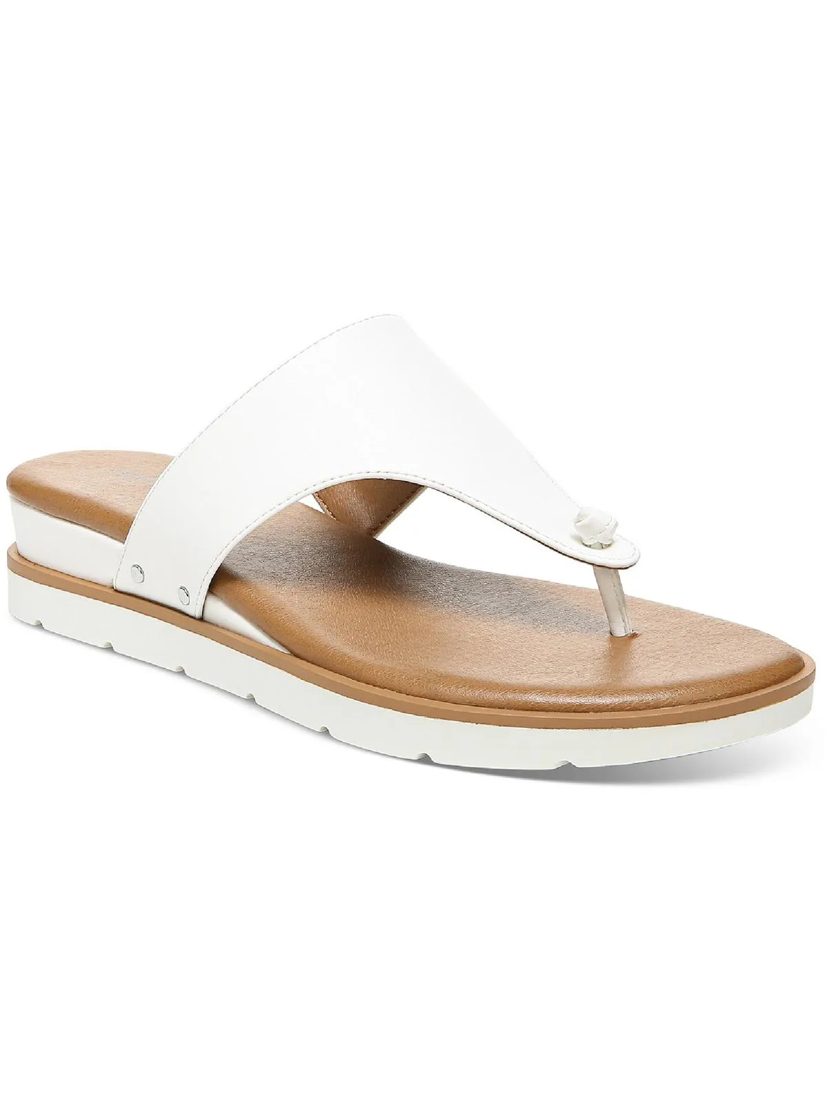 Emma Womens Faux Leather Thong Flat Sandals