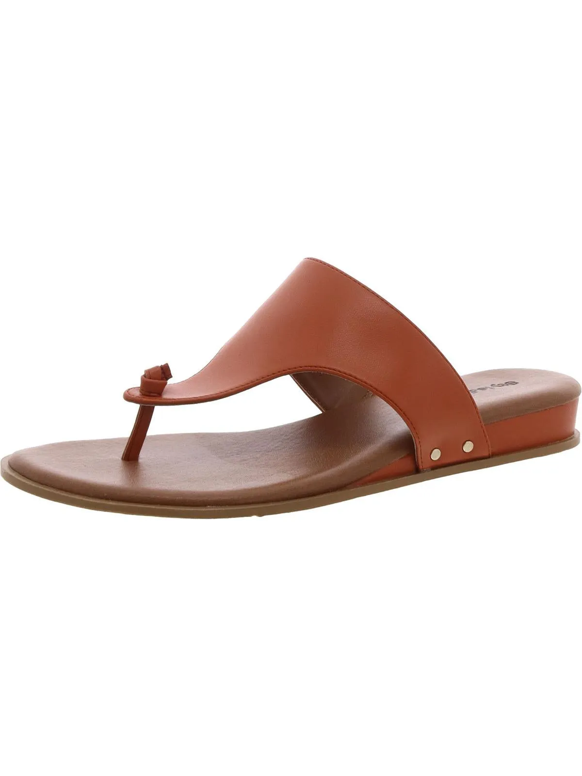 Emma Womens Faux Leather Thong Flat Sandals