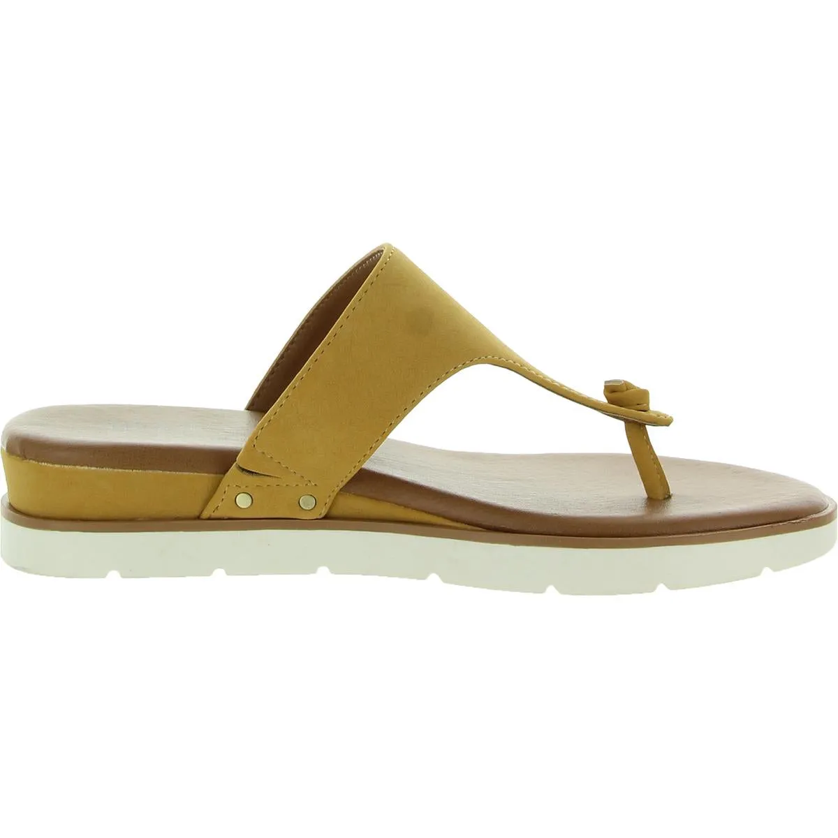 Emma Womens Faux Leather Thong Flat Sandals