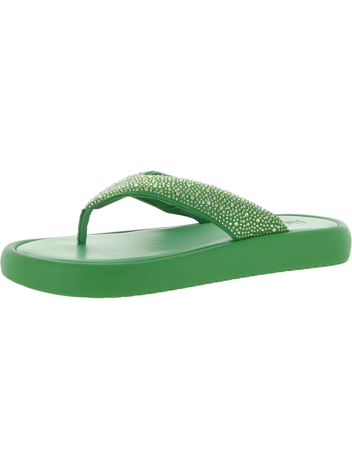Essily Womens Rhinestone Slip On Flatform Sandals