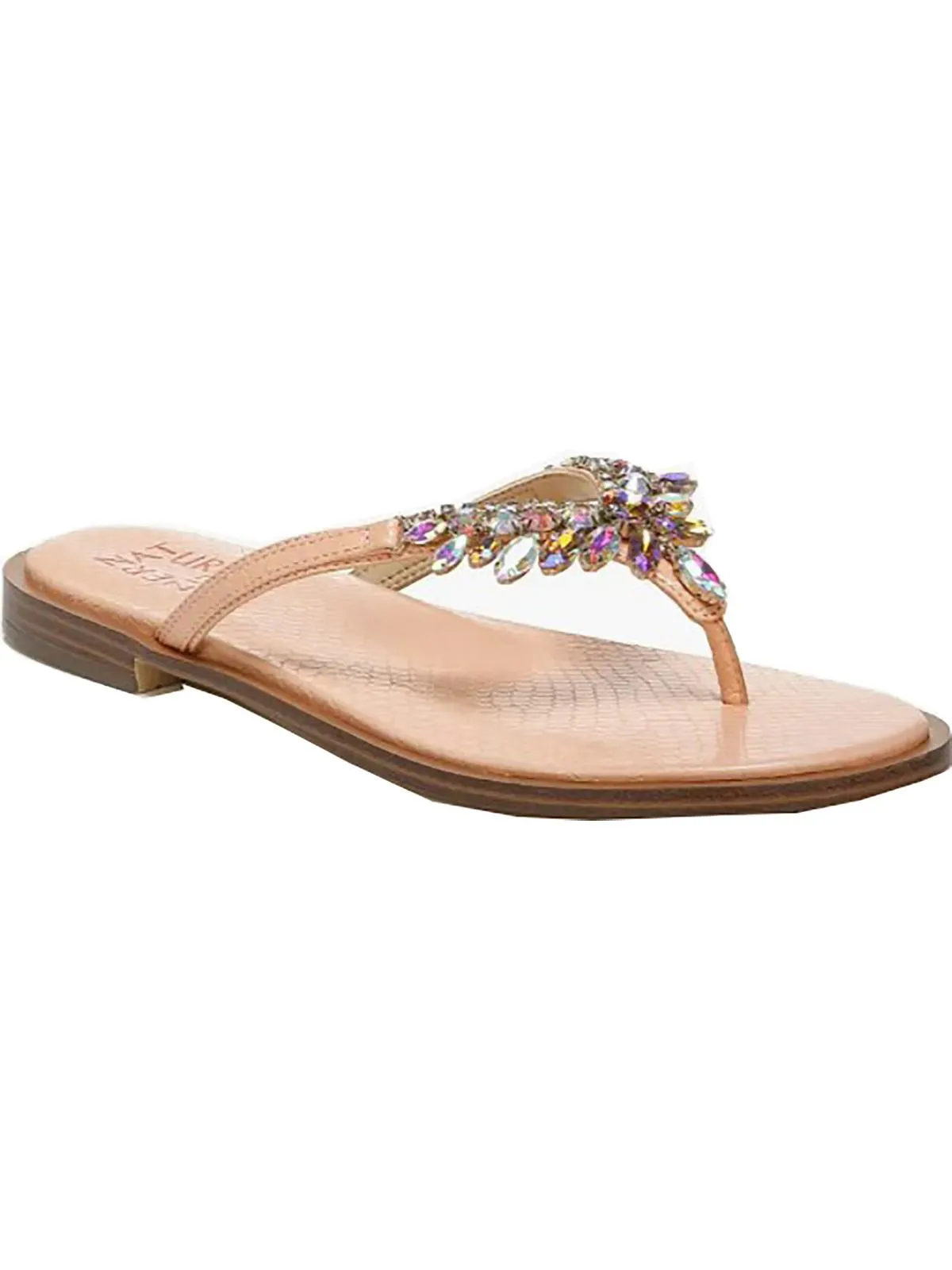 Fallyn Womens Rhinestone Slip On Thong Sandals