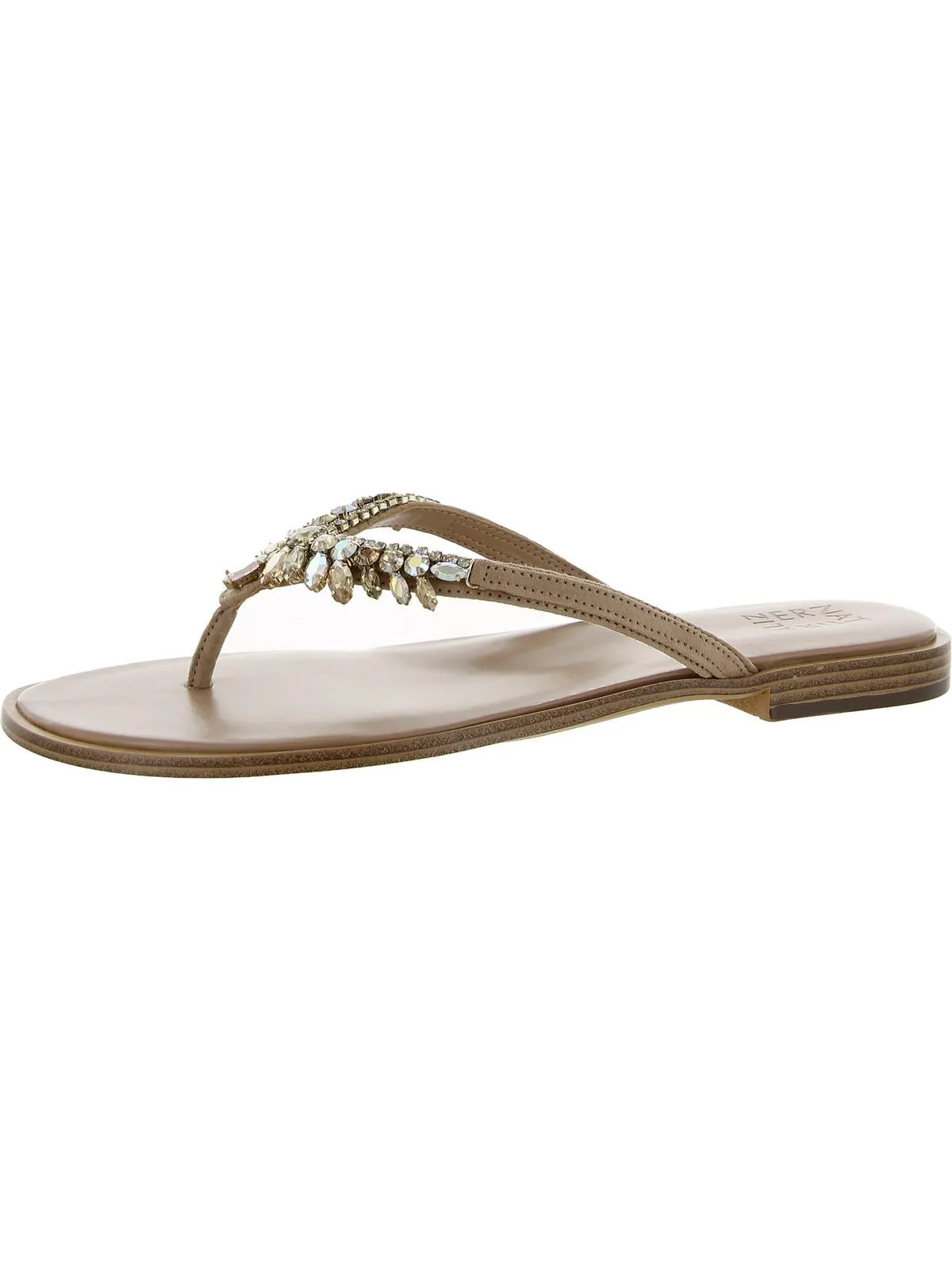Fallyn Womens Rhinestone Slip On Thong Sandals
