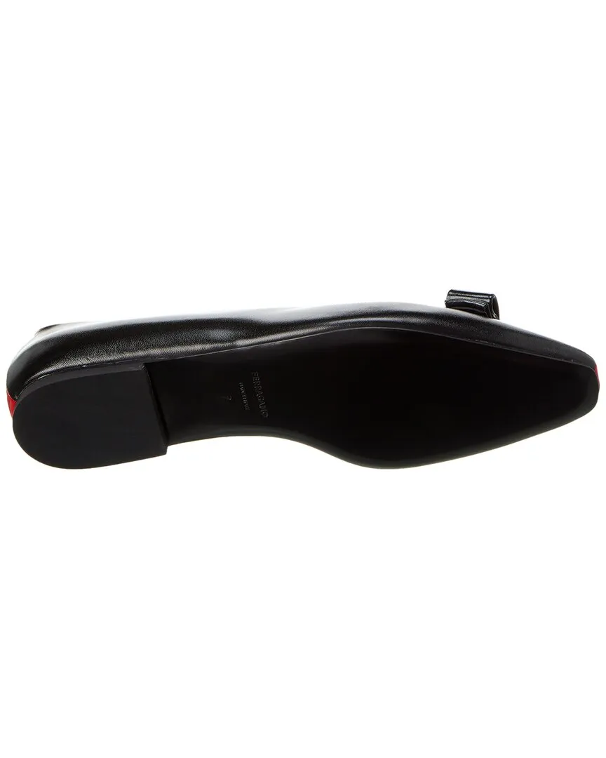 Ferragamo Siwar Bow Leather Ballet Flat