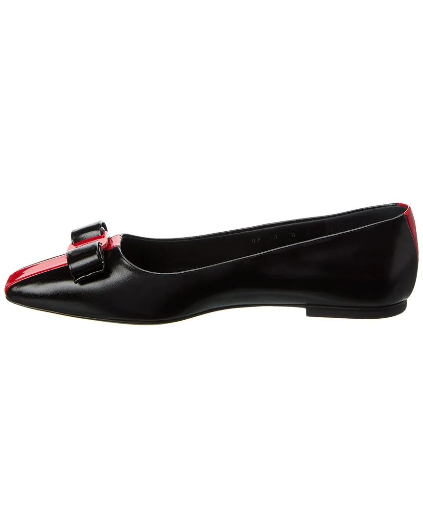 Ferragamo Siwar Bow Leather Ballet Flat