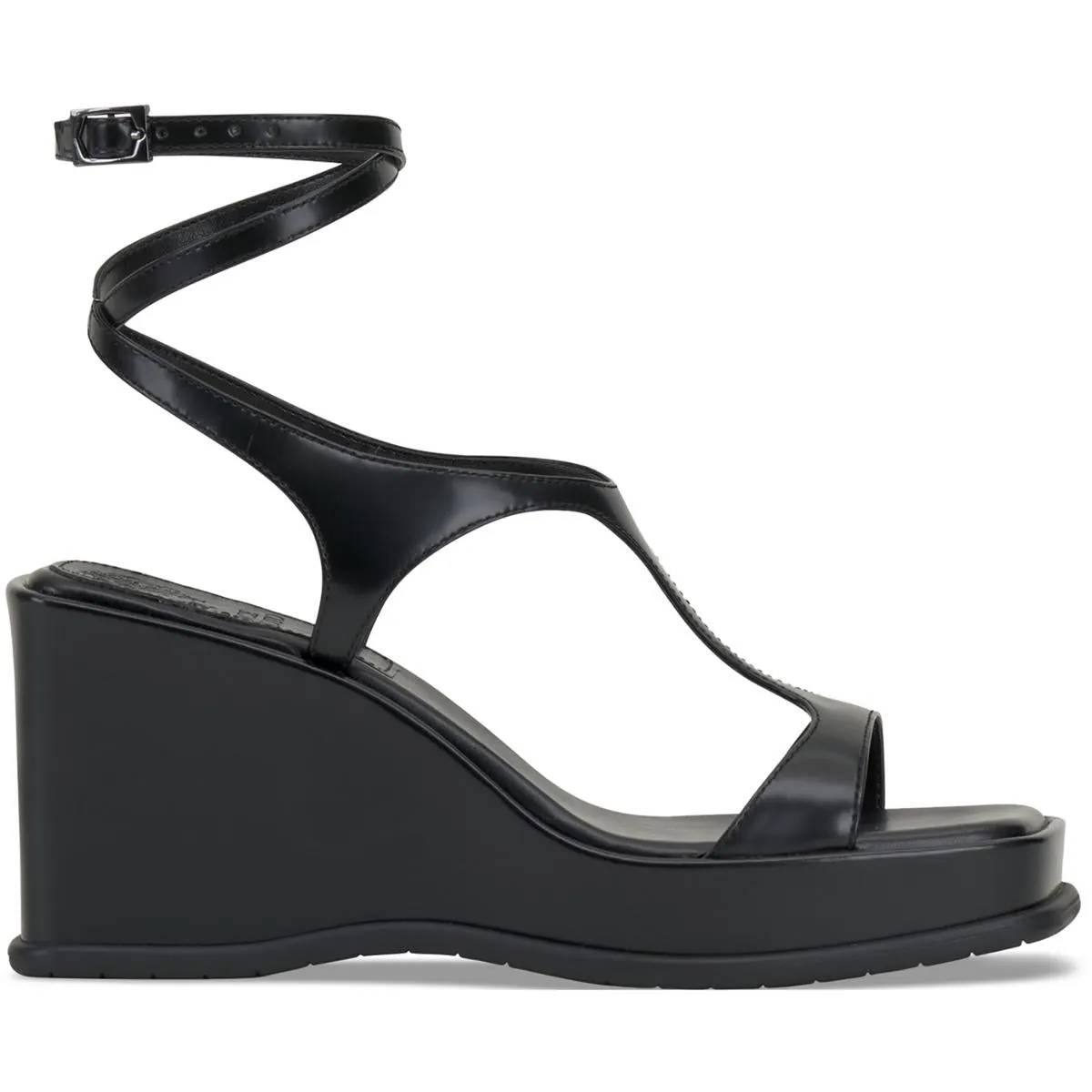 Fetemee Womens Leather Slip On Wedge Sandals
