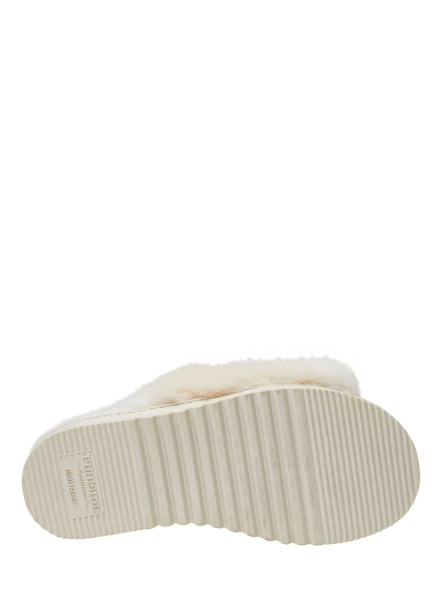 Fireside by Dearfoams Women's Cairns Genuine Shearling Slide with Metallic Trim