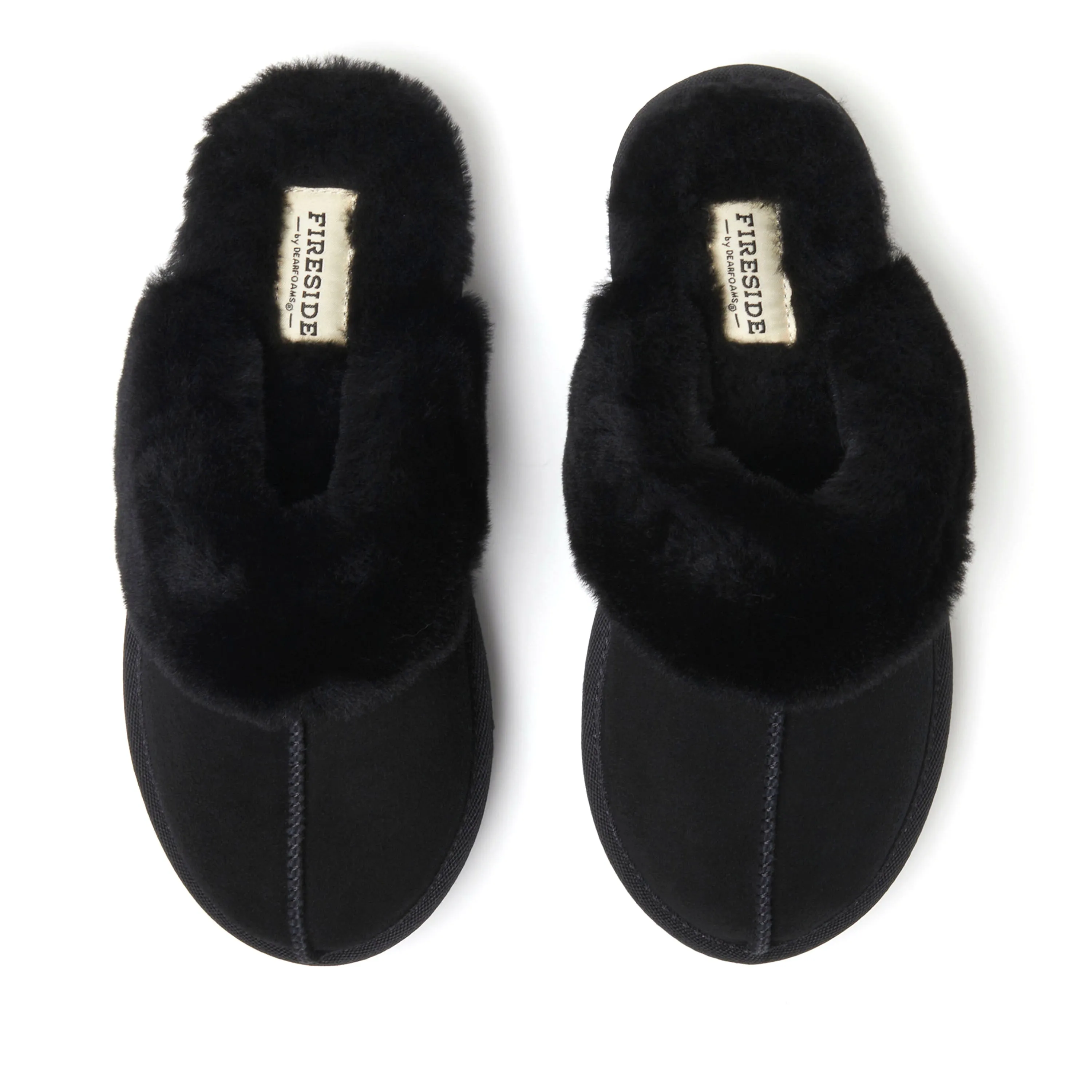 Fireside by Dearfoams Women's Melton Genuine Shearling Platform Scuff Slipper