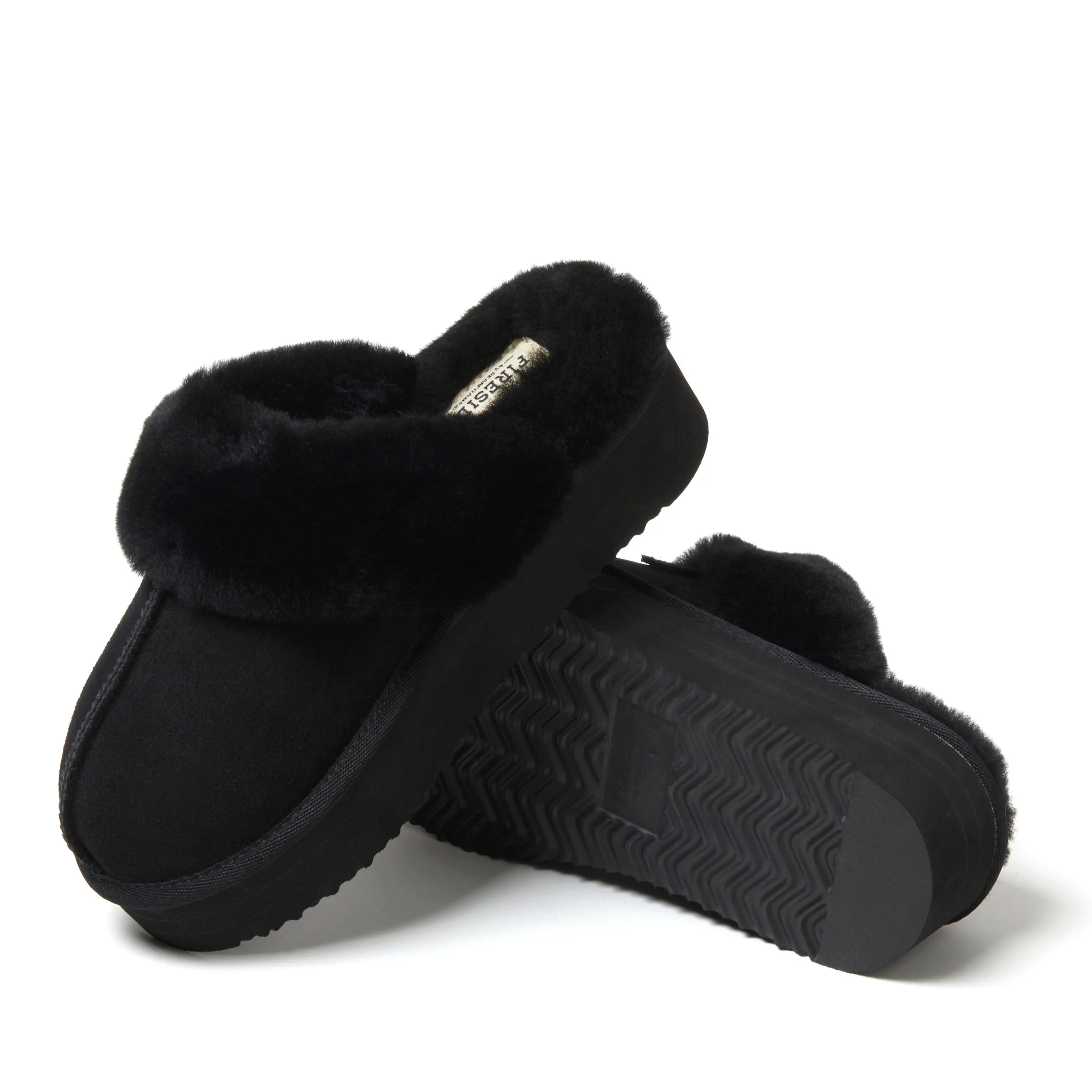 Fireside by Dearfoams Women's Melton Genuine Shearling Platform Scuff Slipper