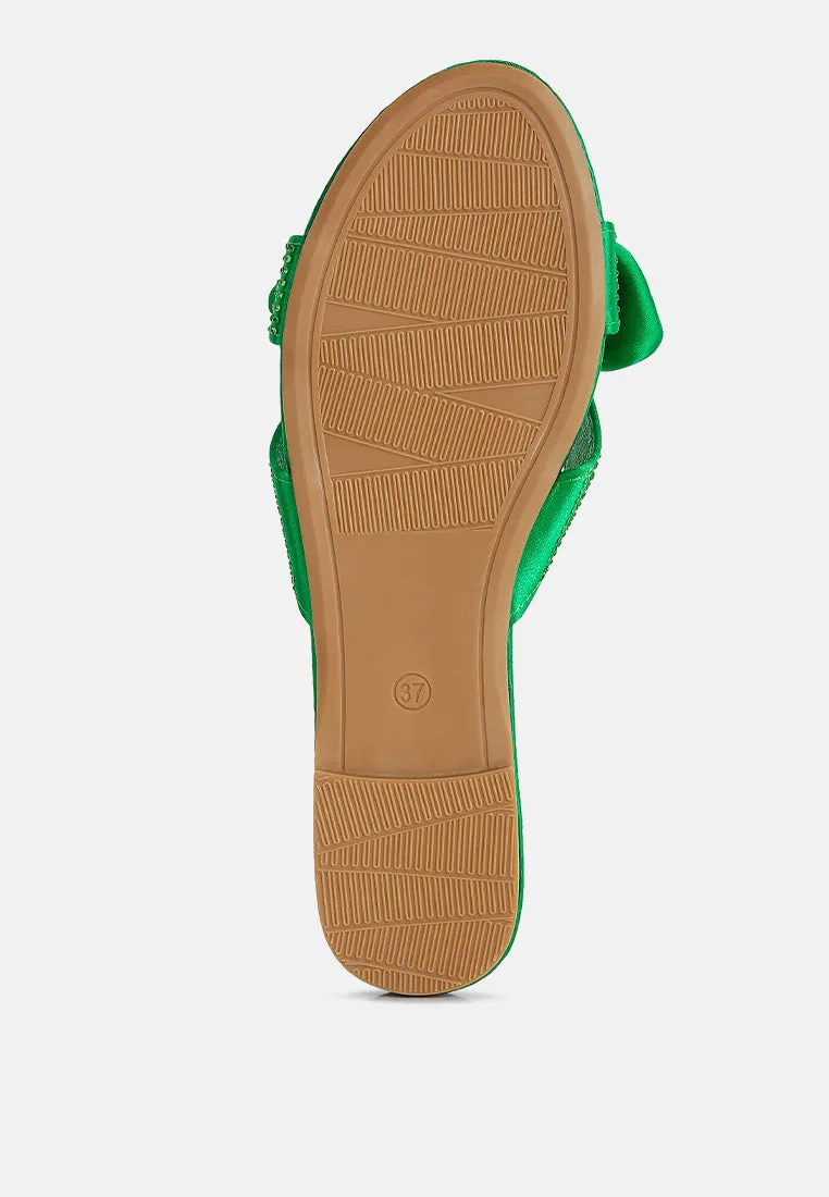 fleurette bow flat sandals