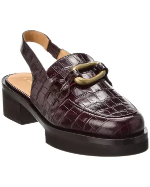 FRAME Denim Le Begonia Croc-Embossed Leather Slingback Loafer