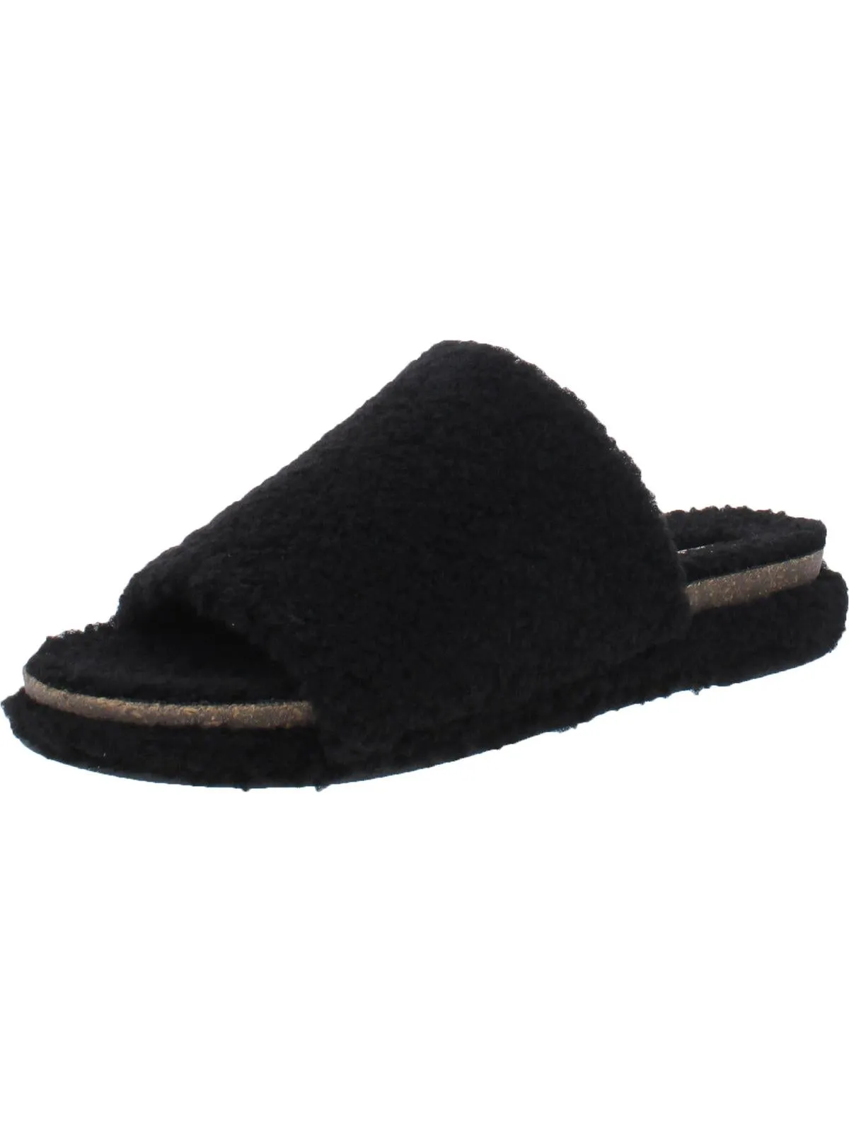 Gadini Womens Faux Fur Open Toe Fleece Slippers